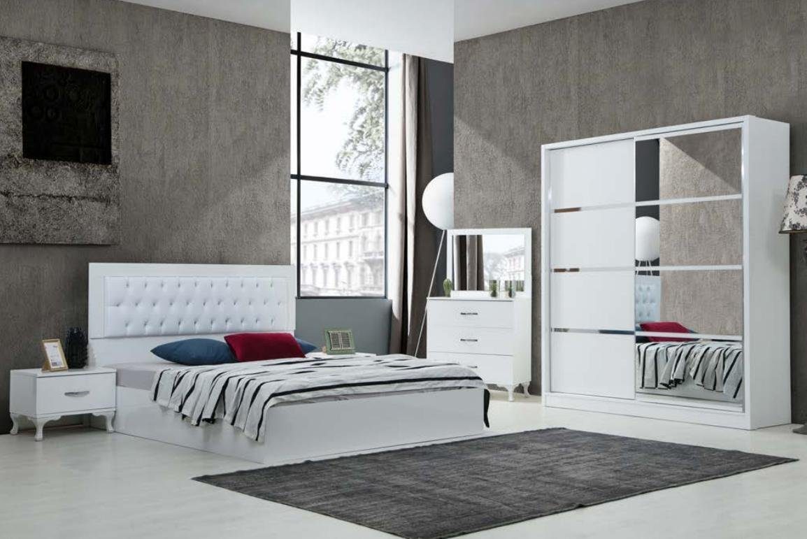 Schlafzimmer Schlafzimmer-Set In Chesterfield Europe Nachttische, Weiße JVmoebel Bett Made Schrank Garnitur