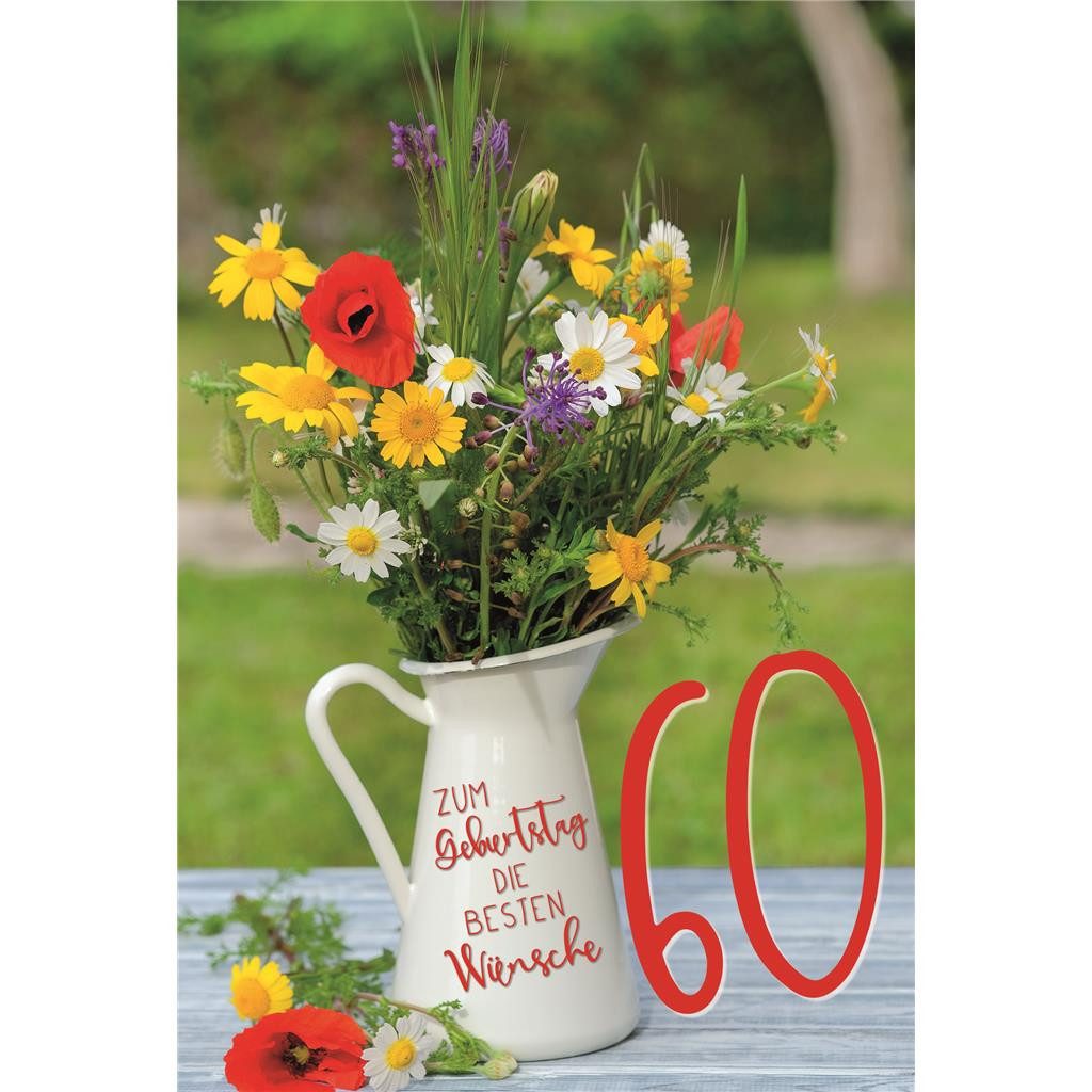 Skorpion Grußkarten 60. Geburtstag - Karte mit Umschlag - Blumen im Krug