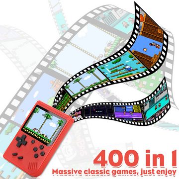 POPOLIC Klassische Handheld-Spielekonsole, tragbare-Konsole(Rot) (3-Zoll-Farbbildschirm), mit 400 klassischen Spielen,Unterstützung für Zwei-Spieler-Spiele