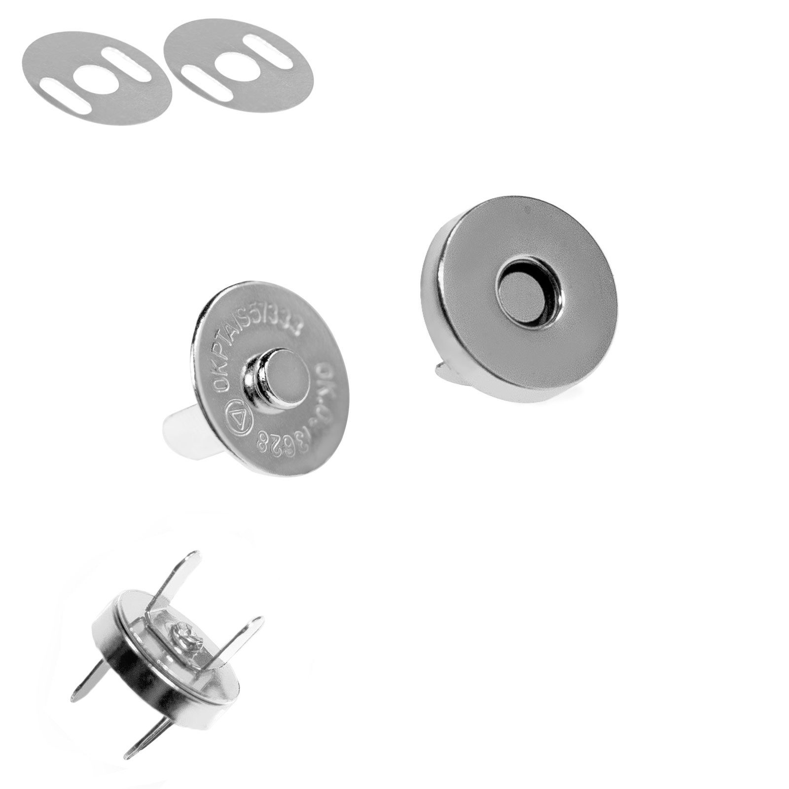 maDDma 10er Set Magnetverschluss Taschenschloss, Metall, Nähzubehör Gurtstecker (10 Stk., 10-tlg), 14-14mm