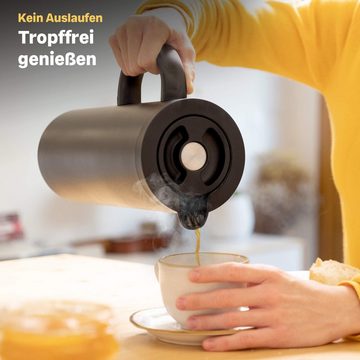 SILBERTHAL Isolierkanne für Kaffee und Tee, 1 l, (24H kalt), aus Edelstahl, Glaseinsatz