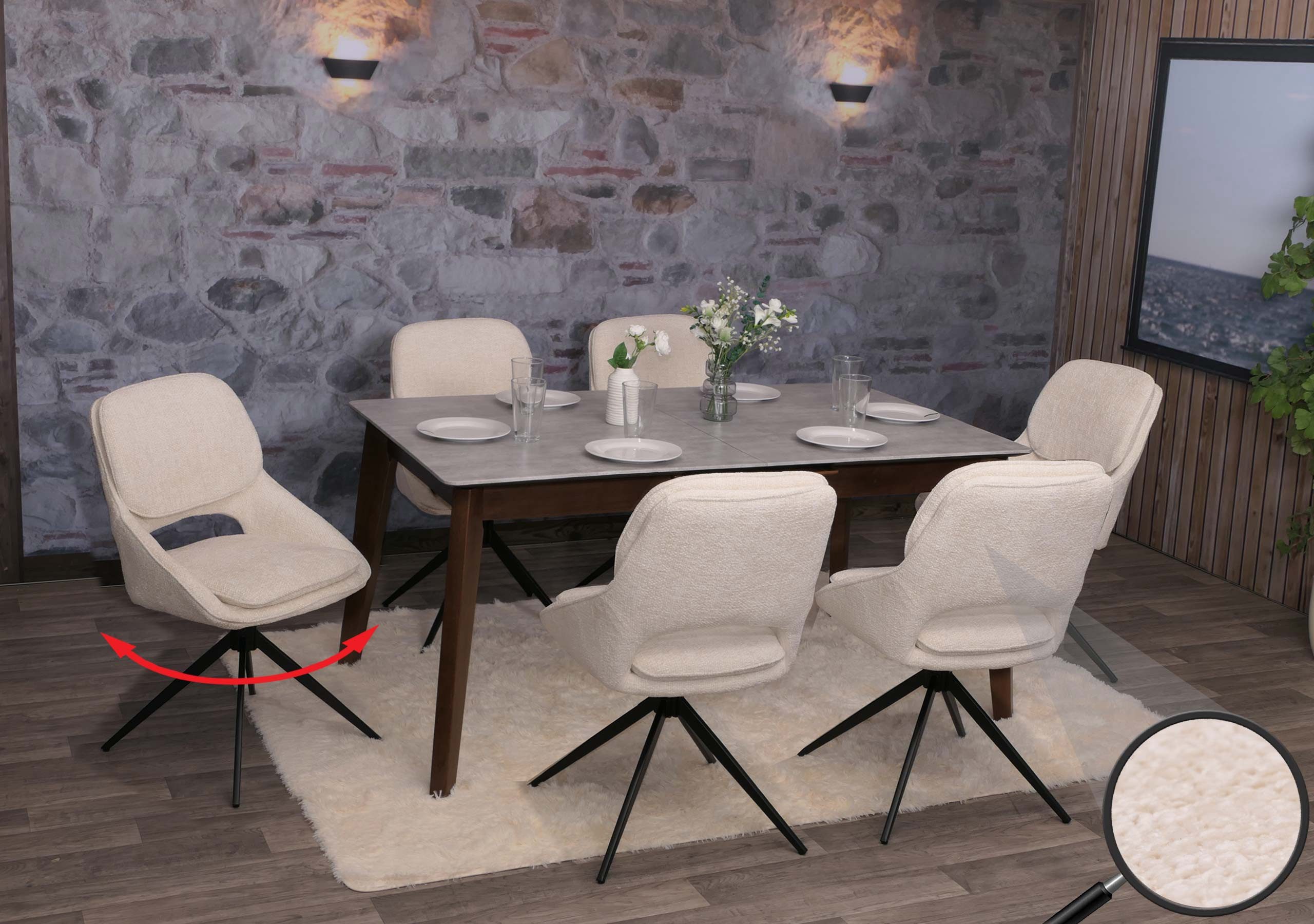 MCW Esszimmerstuhl MCW-N73-C6 (6er-Set, 6 St), Auto-Position (dreht automatisch zurück in Ausgangsposition)