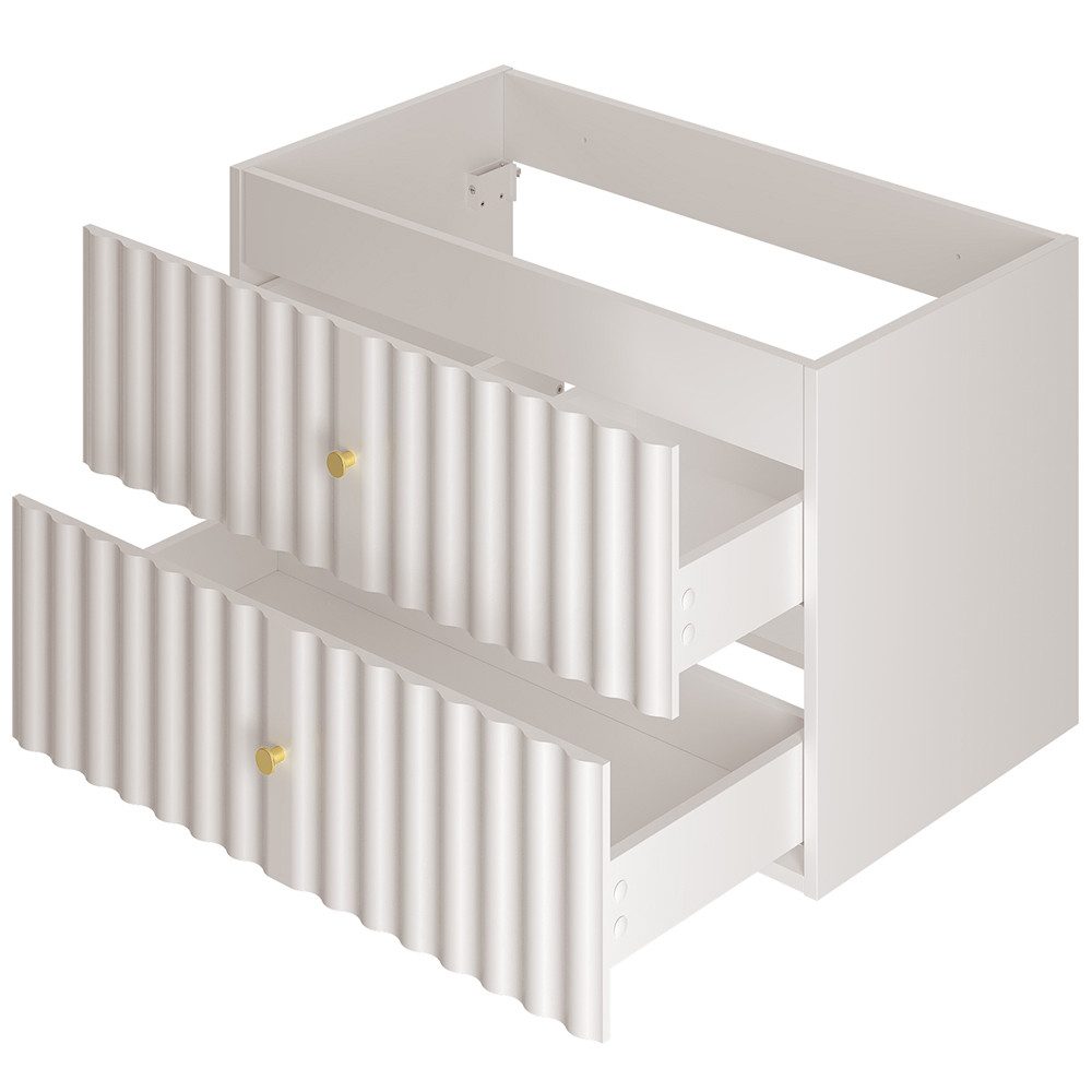 Lomadox Waschtisch AQUINO-140, Waschbeckenunterschrank Badezimmerschrank 80 cm breit modern in weiß