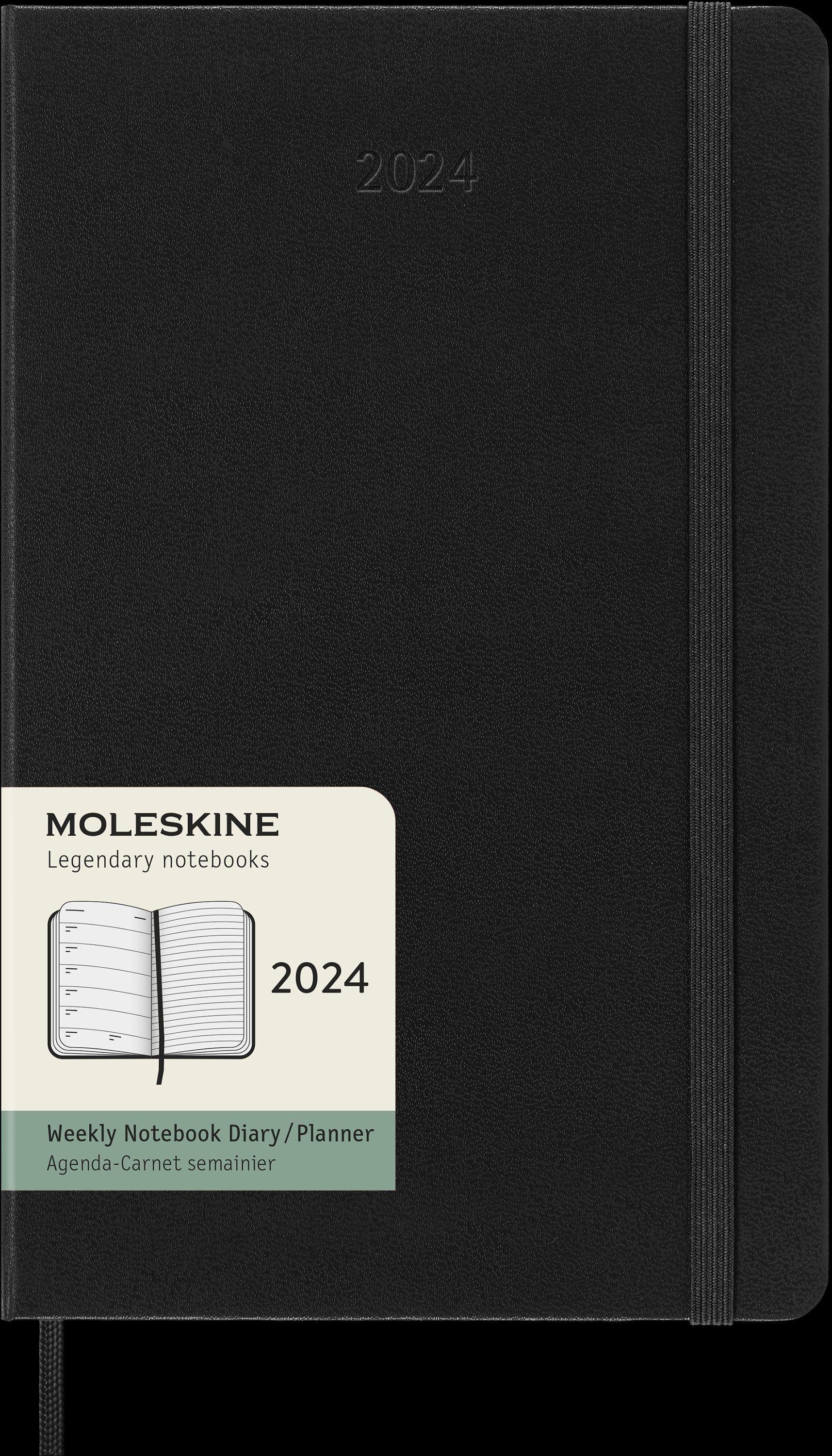 Terminkalender Moleskine 12 Monate Wochen Notizkalender 2024, Large/A5, Schwarz