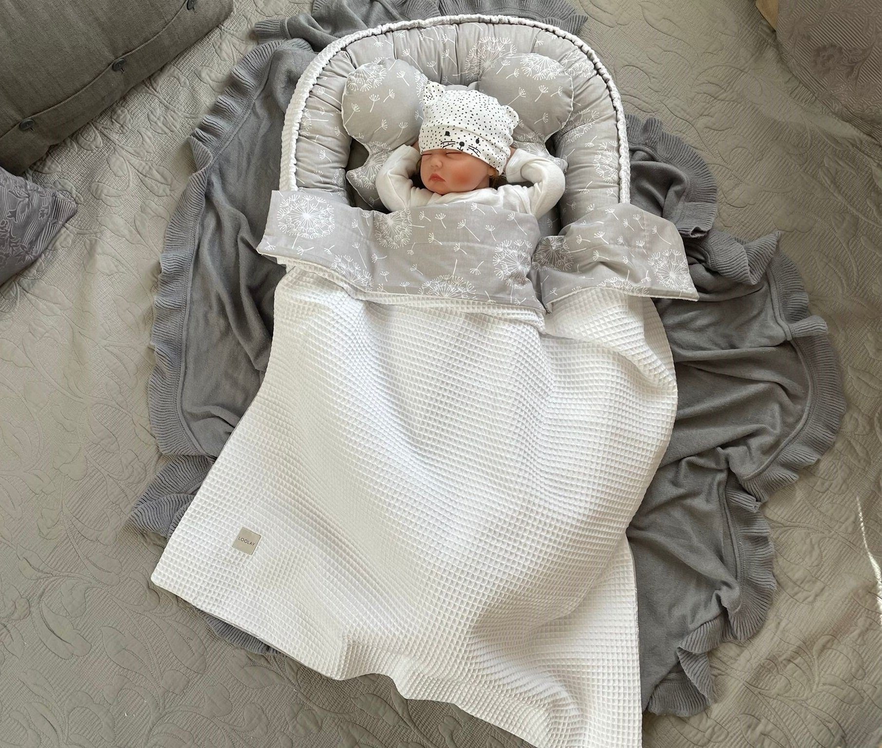 Loolay Bettnestchen WAFFELPIQUE Baumwolle BABYNEST Babykokon Neugeborene Ba günstig online kaufen