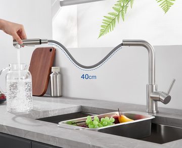 Synlyn Küchenarmatur Wasserhahn 360° Schwenkbare Spültischarmatur mit ausziehbarer Brause KTW-zertifizierte Präzisionskeramikspule, Einfache Einlochmontage