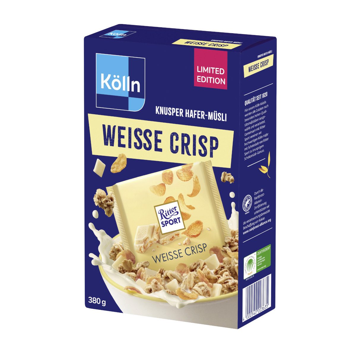Kölln Cerealien, Kölln Knusper Hafer Müsli Weisse Crisp Schokolade Limited Edition 380g