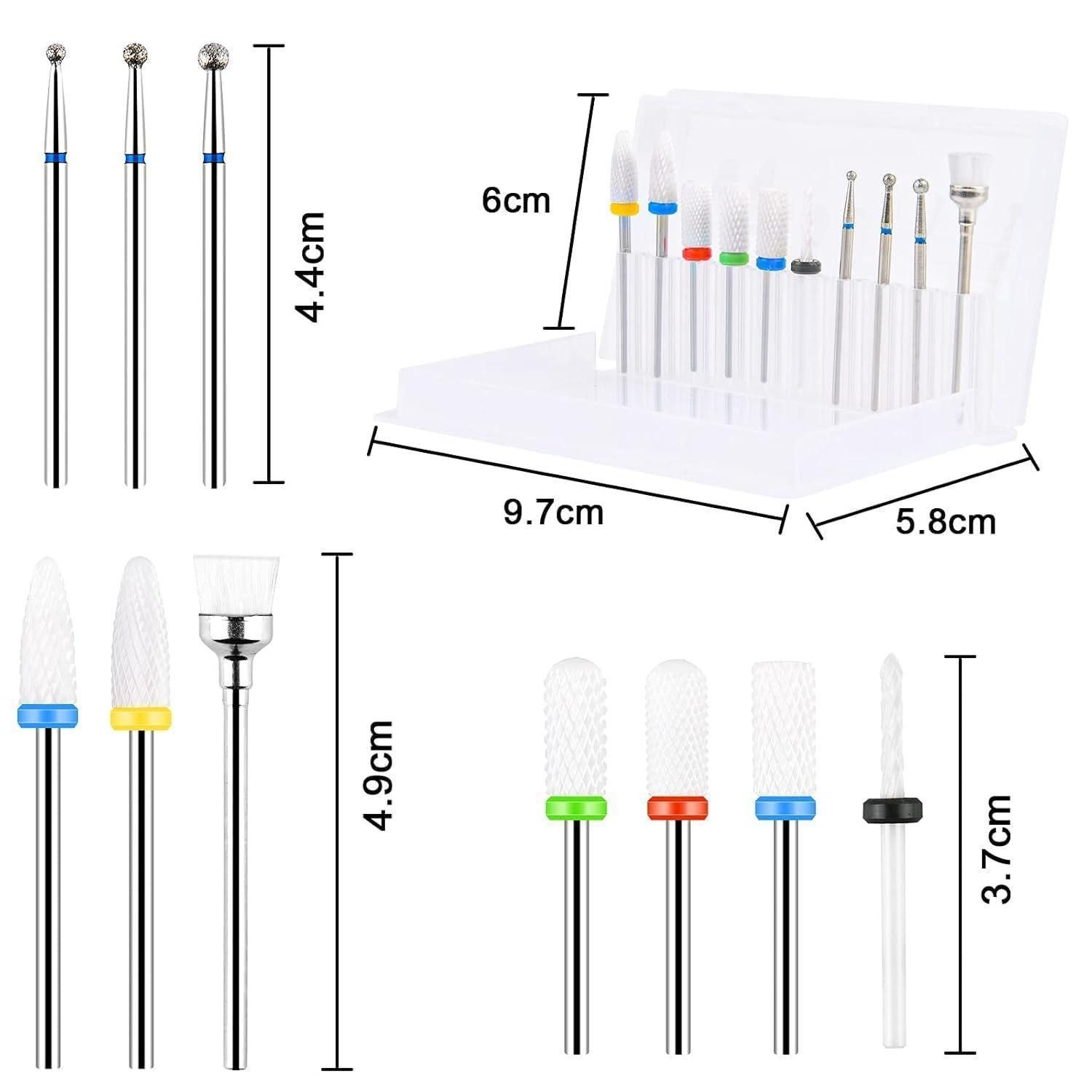 LuxusKollektion Keramik-Nagelfeile Elektrische Nagelfräser 10 Stk Set Keramik Wolframcarbid Bits Maniküre