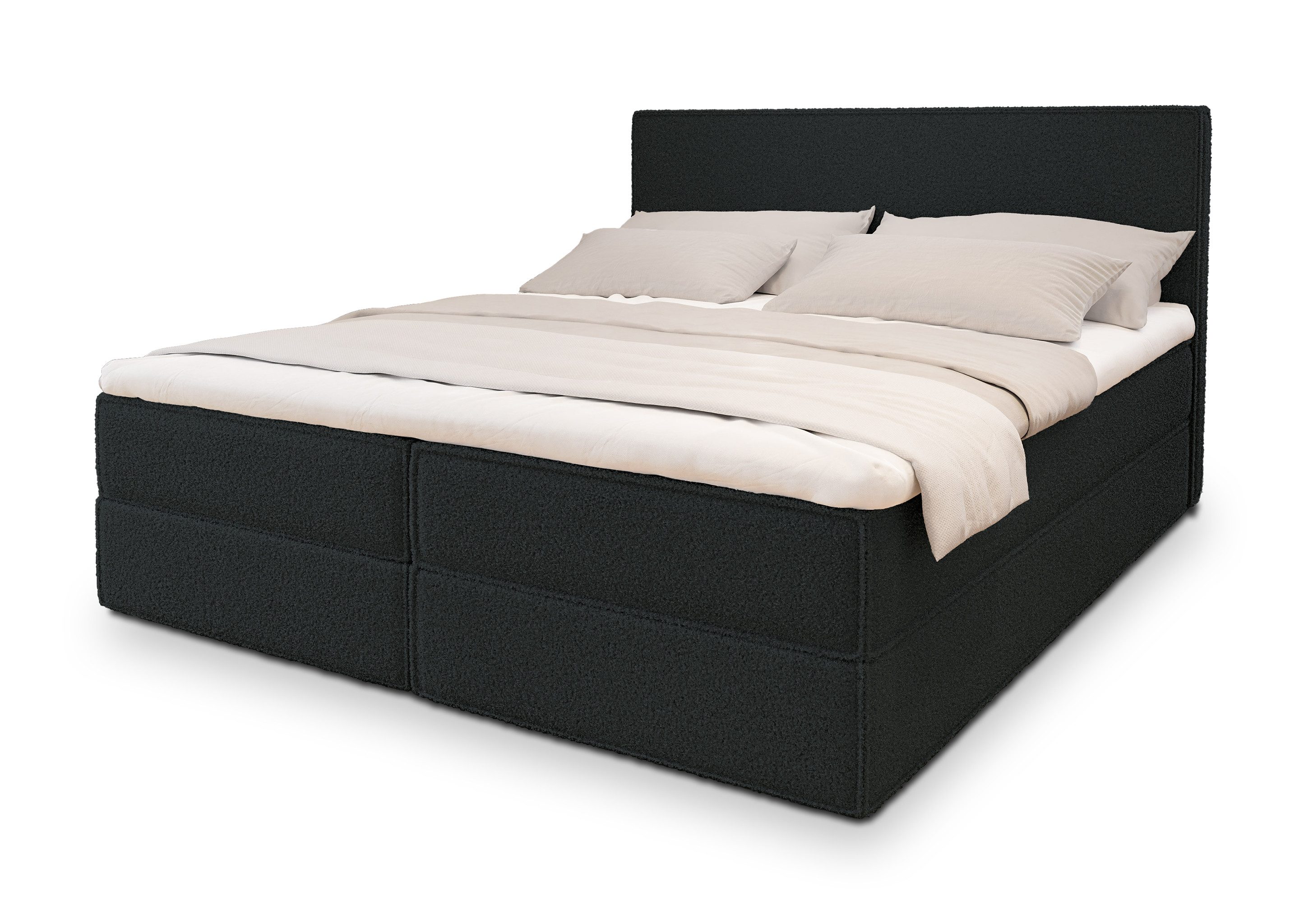 Masseno Boxbett PELLIO 140x200 cm mit Bonell Matratze und Topper, Doppelbett, Polsterbett mit Kopfteil, Boxspringbett – Bild 3 von 5