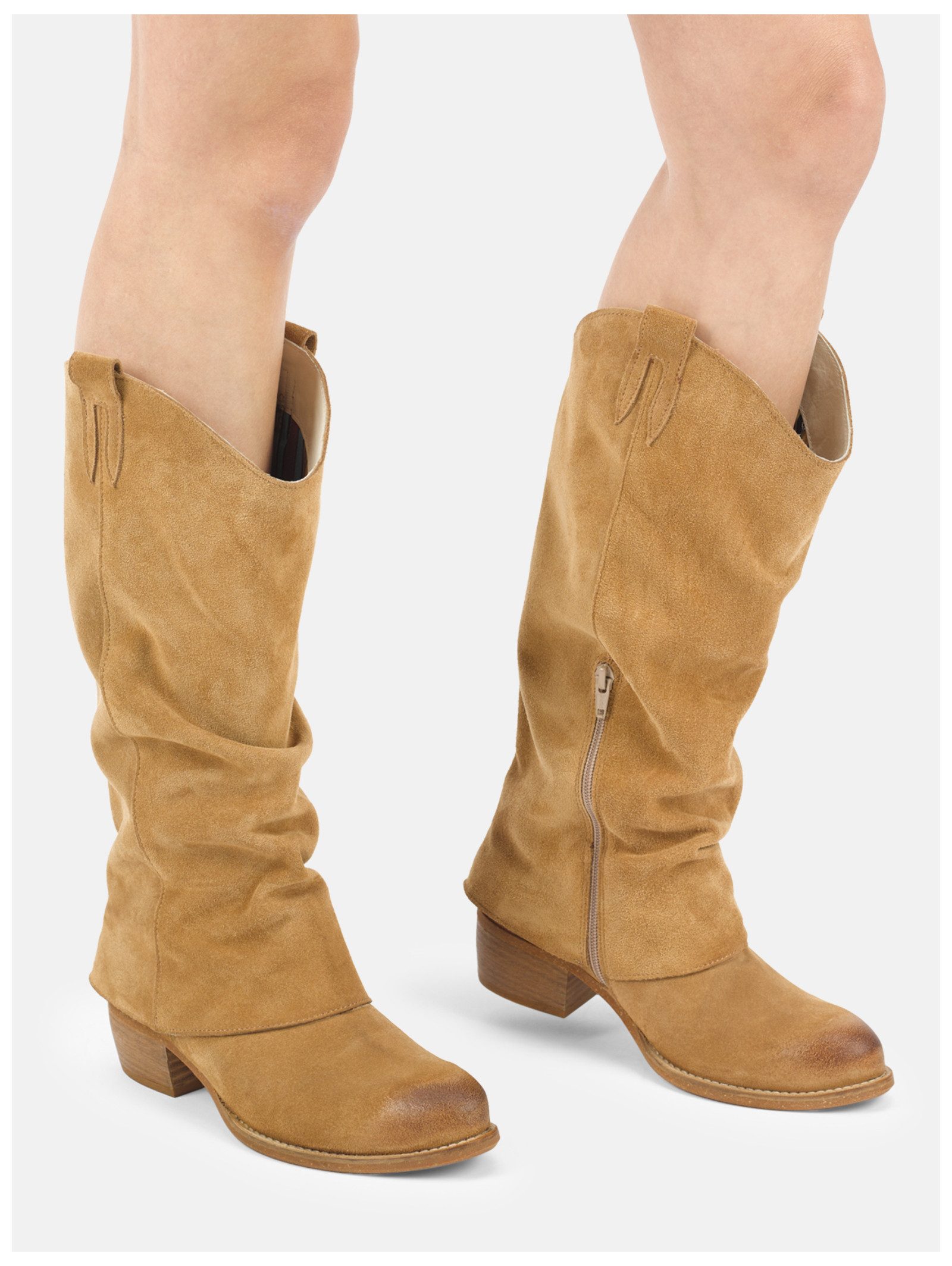 Felmini Wide Fit Stiefel Veloursleder Bikerboots