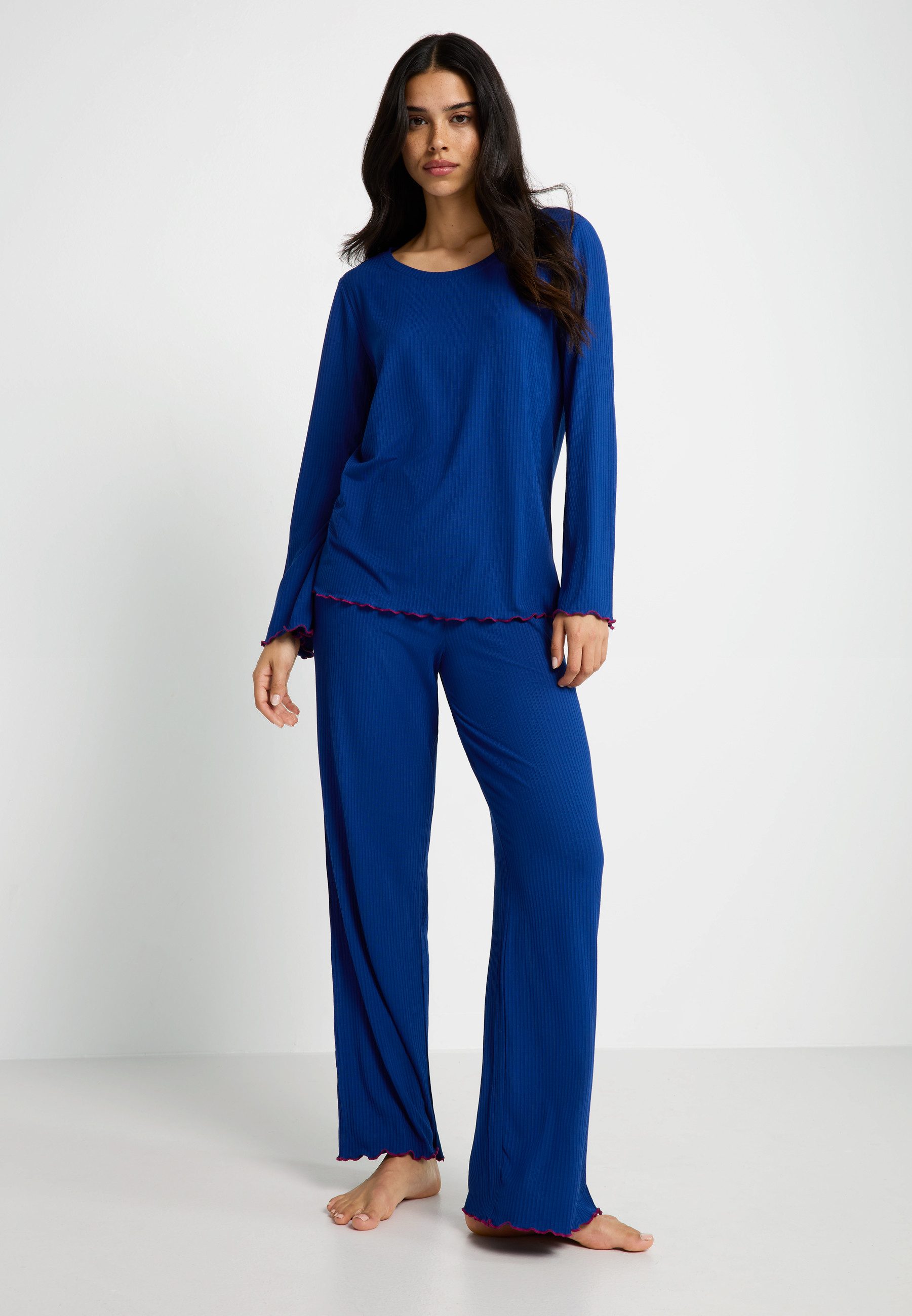 LSCN by LASCANA Pyjama (Set, 2 tlg) mit süßen Kräuselsäumen günstig online kaufen