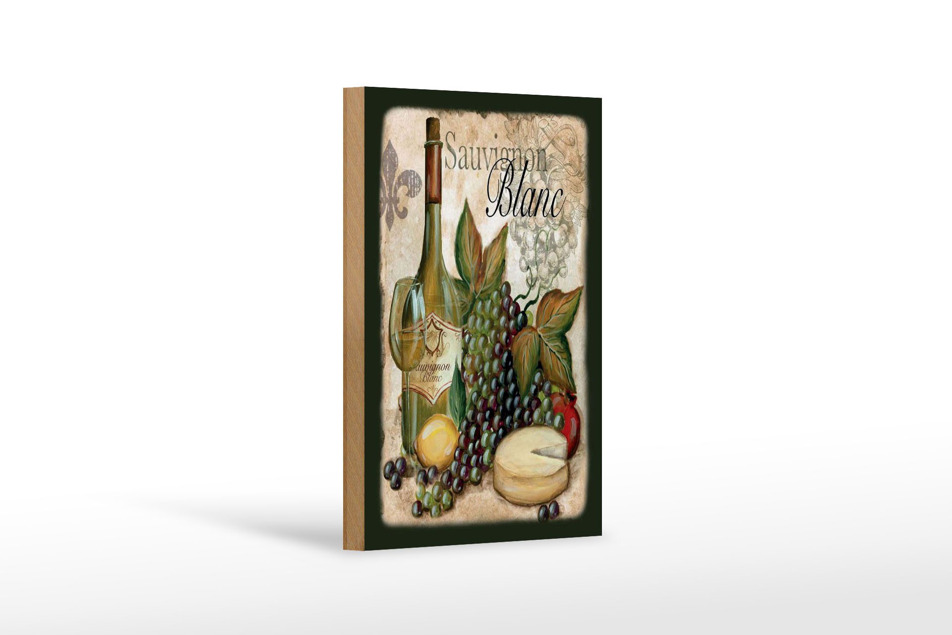 Femer GmbH Holzbild Alkohol 12x18 cm Sauvignon Blanc Wein, (1 St), Glatte Holzfaserplatte (MDF), vorn beschichtet