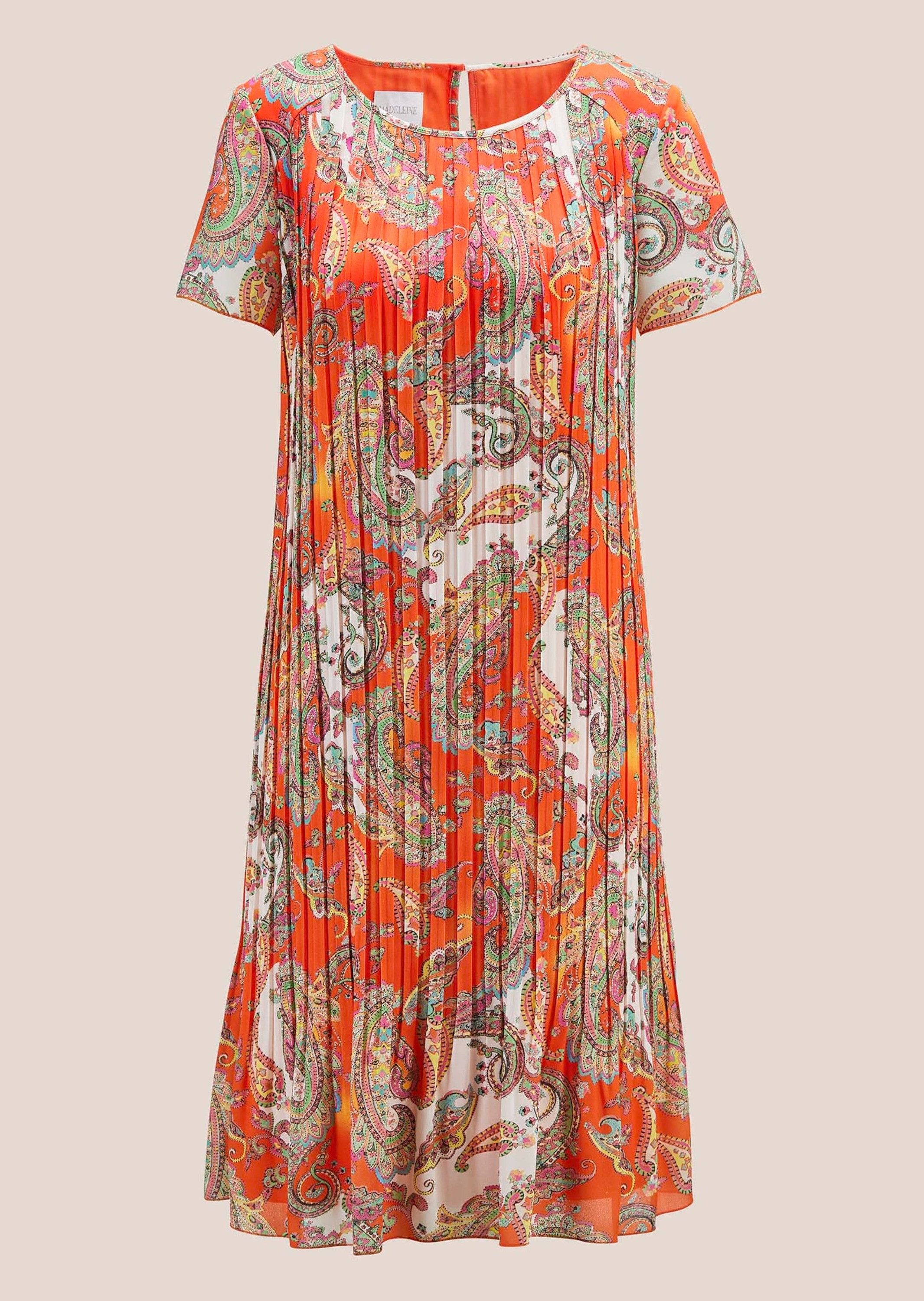 MADELEINE Midikleid Stilvolles Faltenkleid mit Paisley-Muster Freizeitkleid mit Rundhals, Plisseefalten und Halbarm – Bild 5 von 5