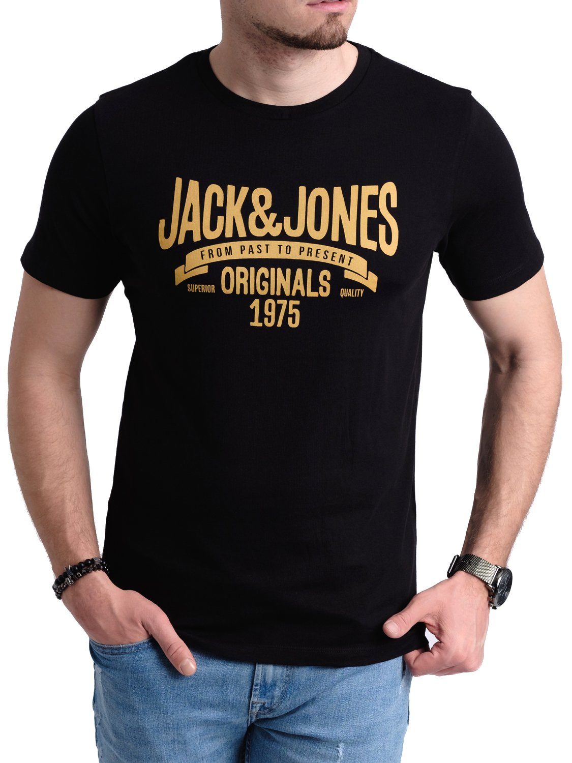 1 & Aufdruck T-Shirts OPT Jack 5er Set, aus mit Mix Jones Baumwolle (Spar 5er-Pack) Print-Shirt
