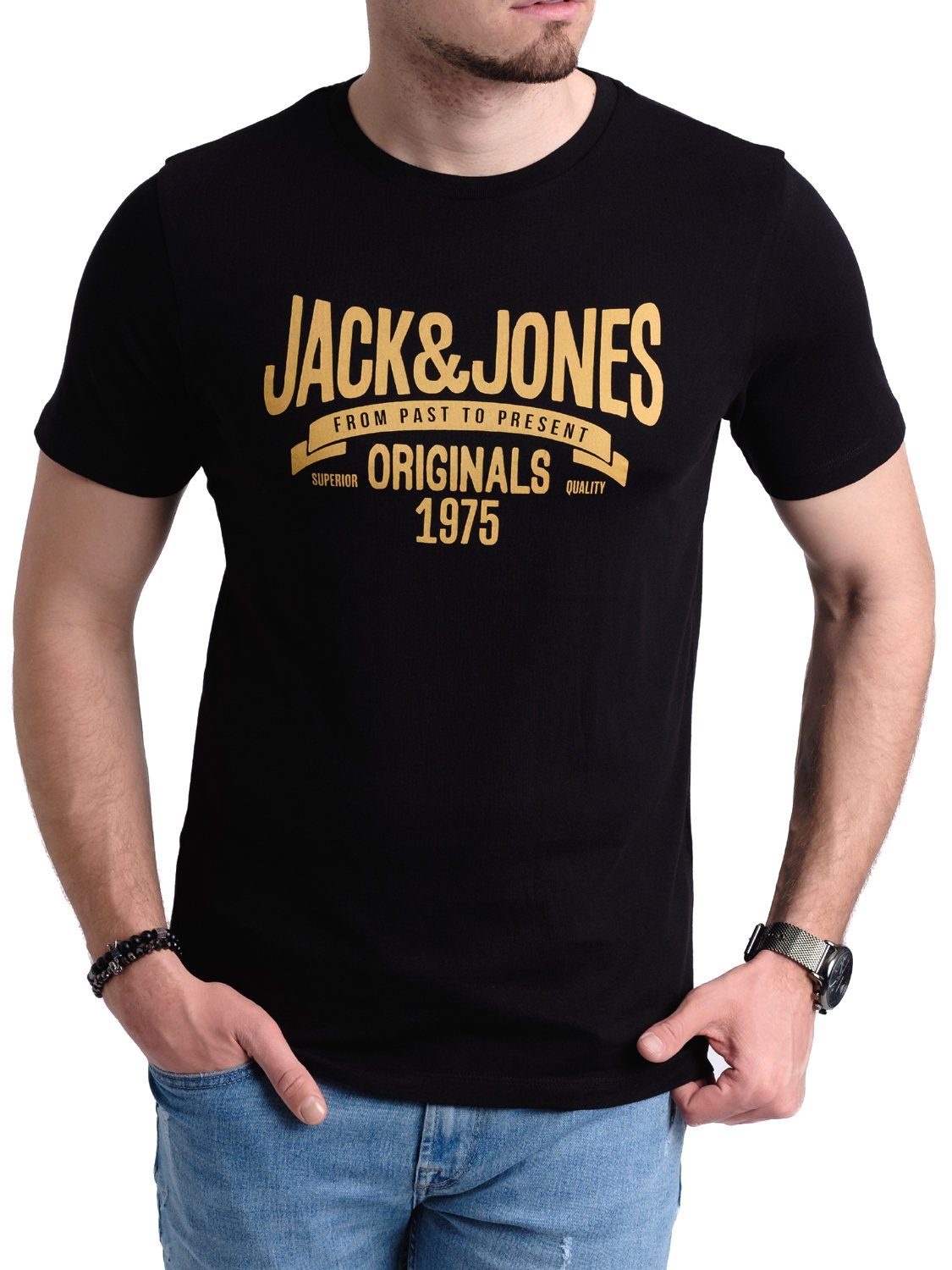 Baumwolle OPT 5er Set, 1 Jack Mix 5er-Pack) Aufdruck Jones Print-Shirt aus & mit (Spar T-Shirts