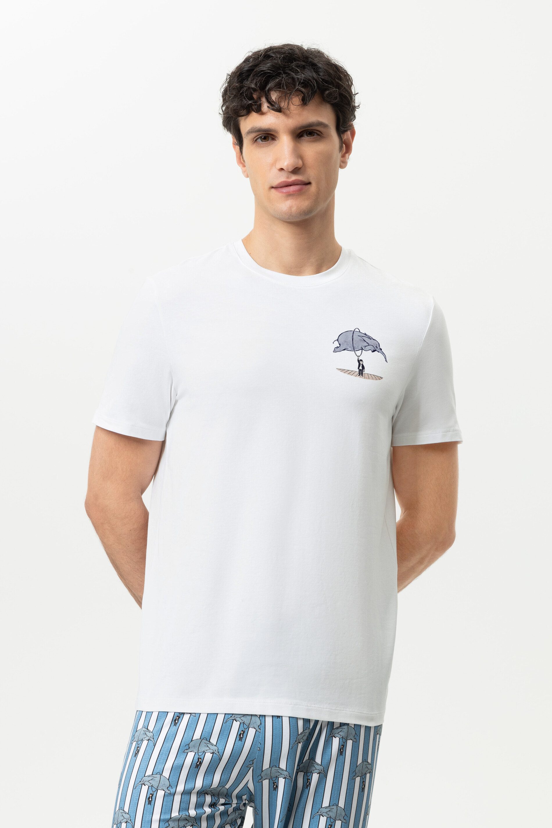 Pyjamaoberteil Mey T-Shirt Serie mey x LORIOT mit Print T-Shirt