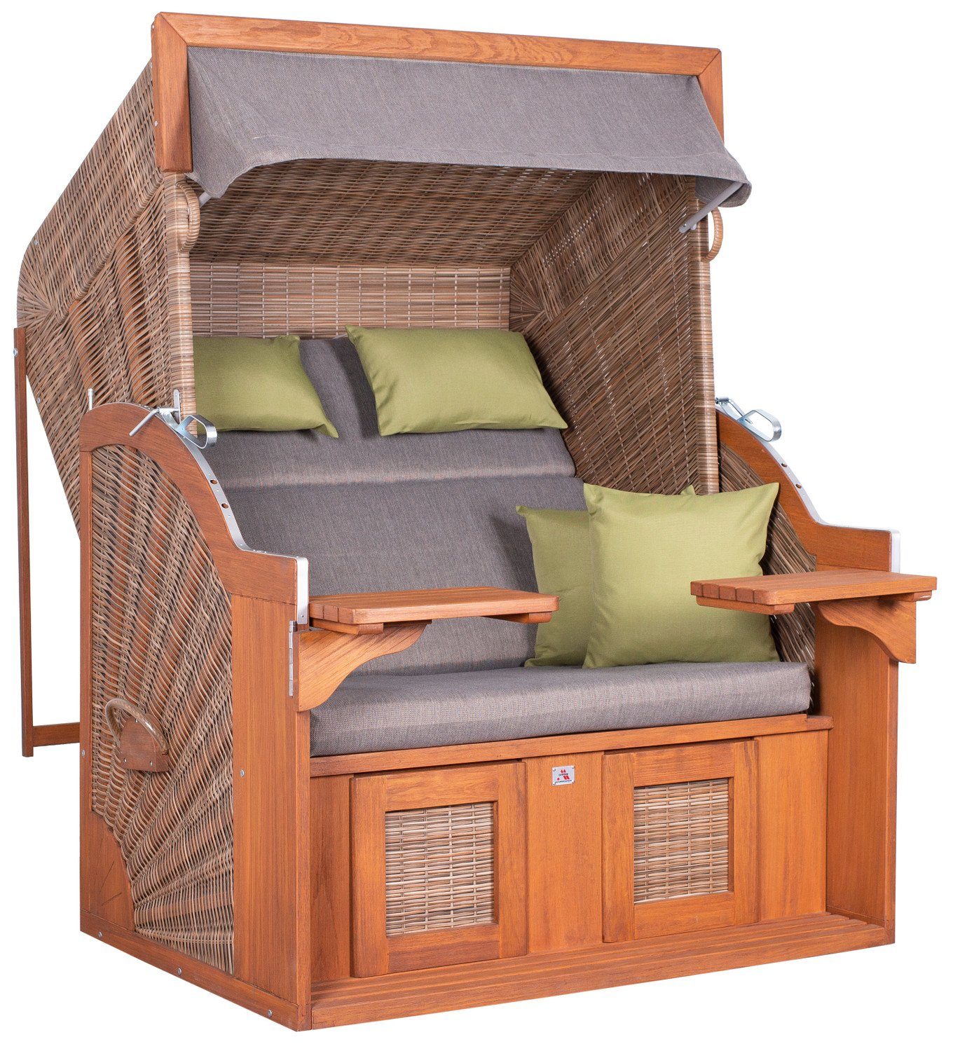 Natur24 Strandkorb Strandkorb PURE® Comfort XL PE Pinie Griseum 135x92x165 cm, BxTxH: 135x92x165 cm, 71196360