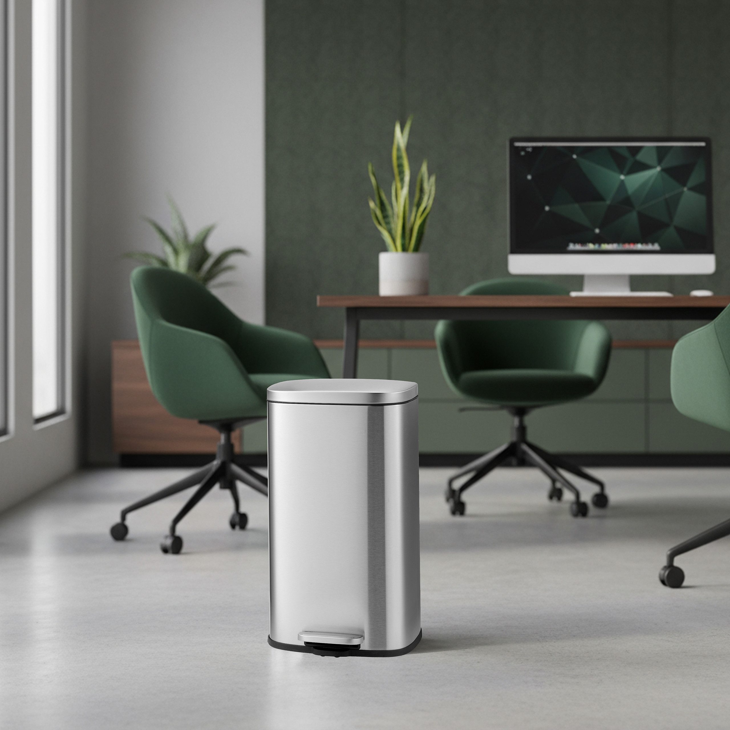 hjh OFFICE Mülleimer Mülleimer Clean 15 Edelstahl, Kunststoff, Treteimer 30 Liter mit Softclose, Abfalleimer Küche mit Deckel 30l