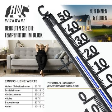 BEARWARE Analoges Thermometer aus Metall, wetterfest Außenwetterstation (Messbereich -40° bis +50° C – klassisches Design)