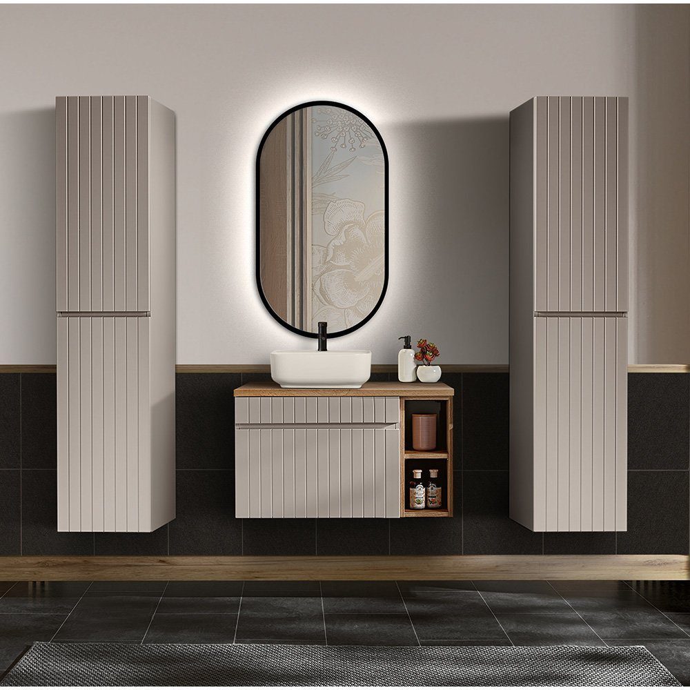 Badmöbel-Set Badezimmer-set "MILENA"IN Kaschmir 80Cm.