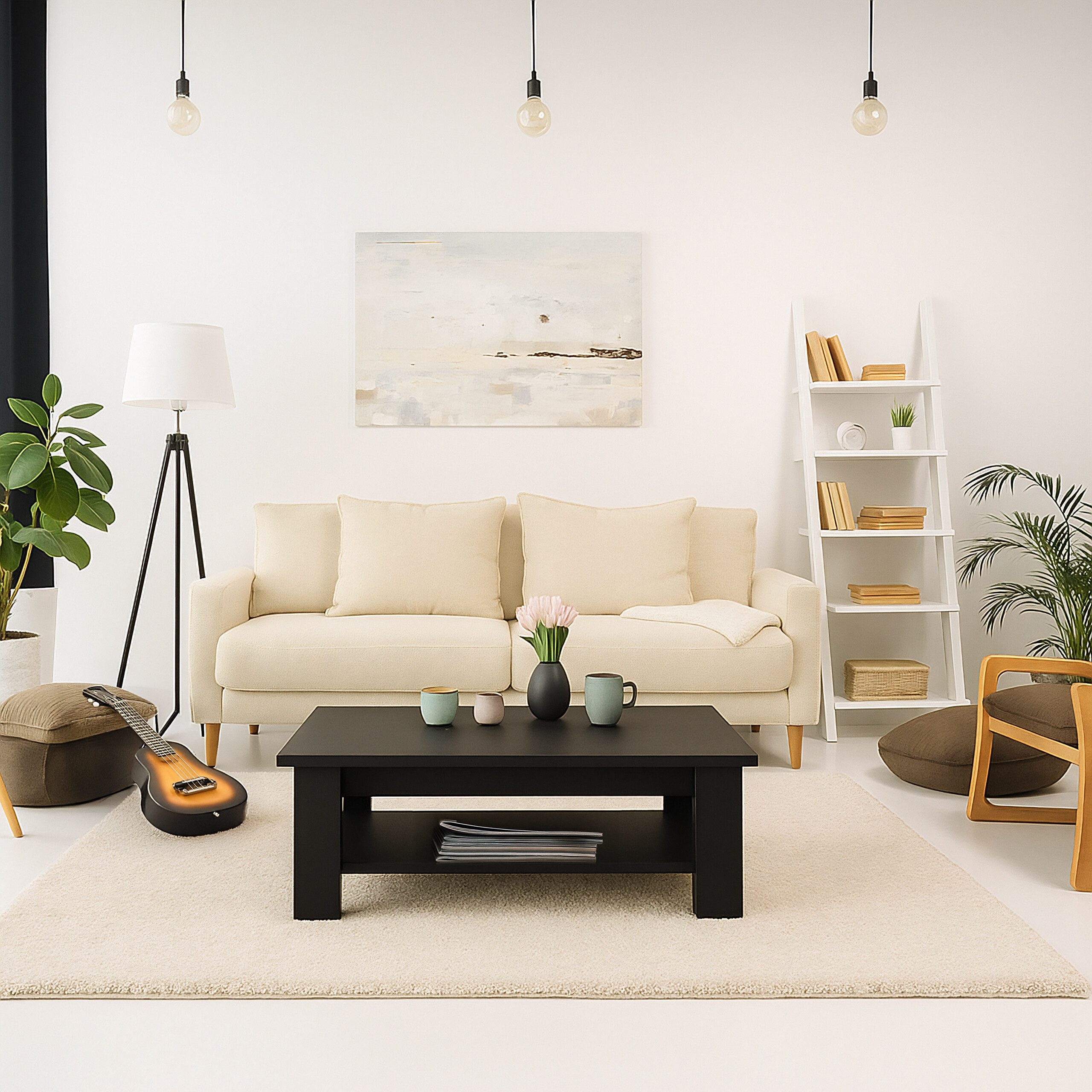 relaxdays Couchtisch mit unterer Ablage, schwarz günstig online kaufen