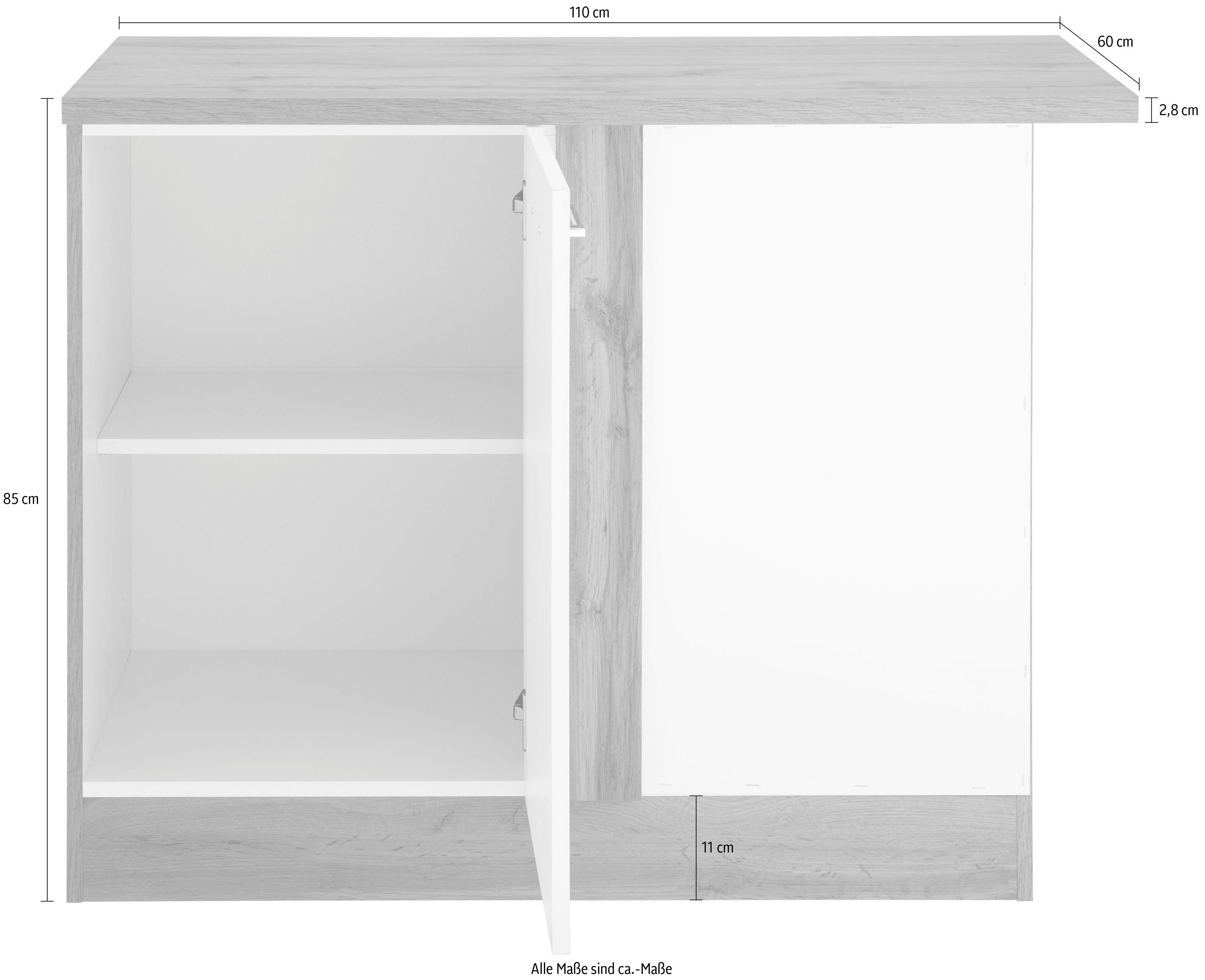 Colmar mit Eckunterschrank cm, | wotaneiche weiß 110 HELD MÖBEL Metallgriff