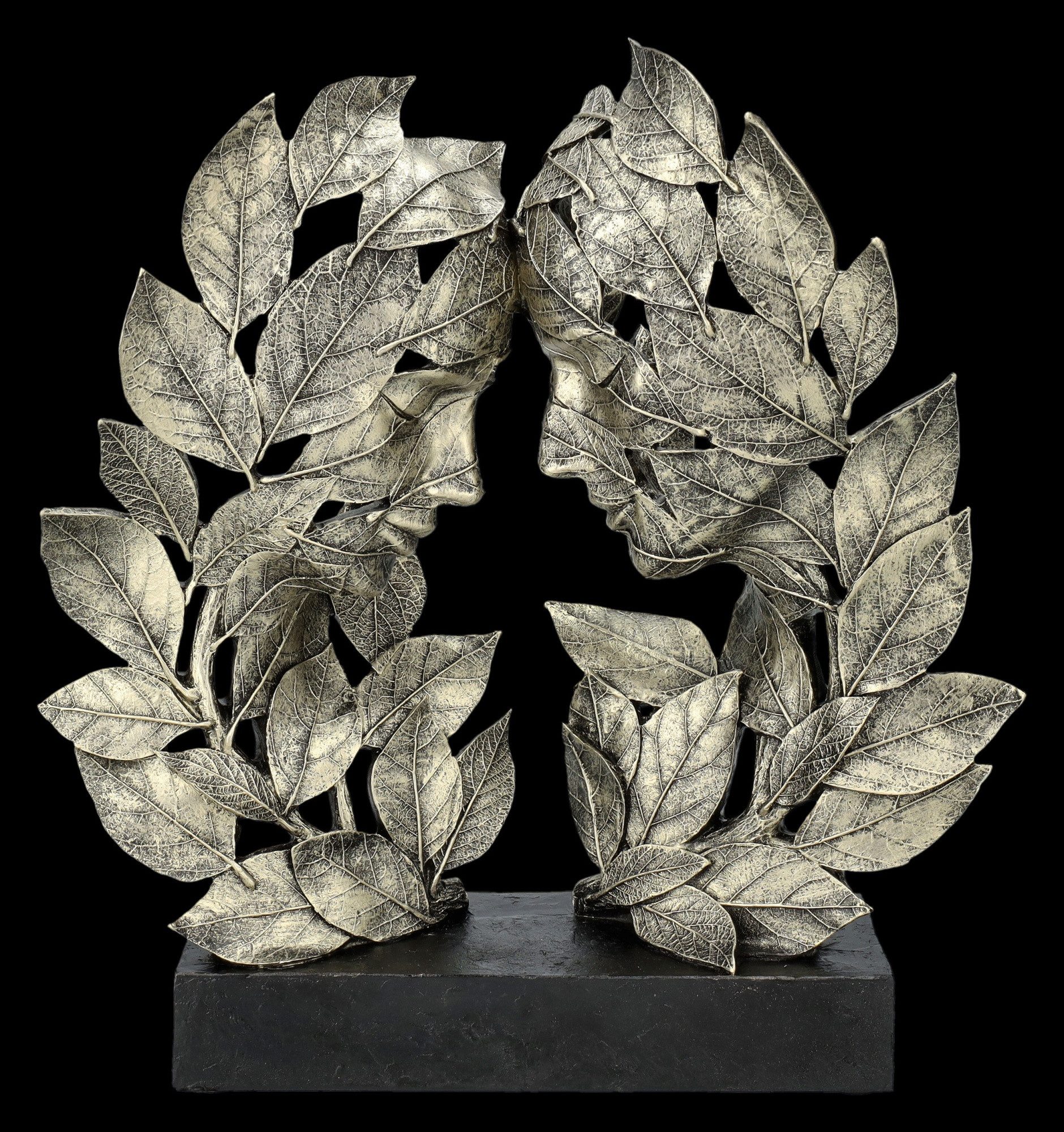Figuren Shop GmbH Dekofigur Skulptur aus Blättern - Natürliche Emotion - Liebe - Blattfigur Paar