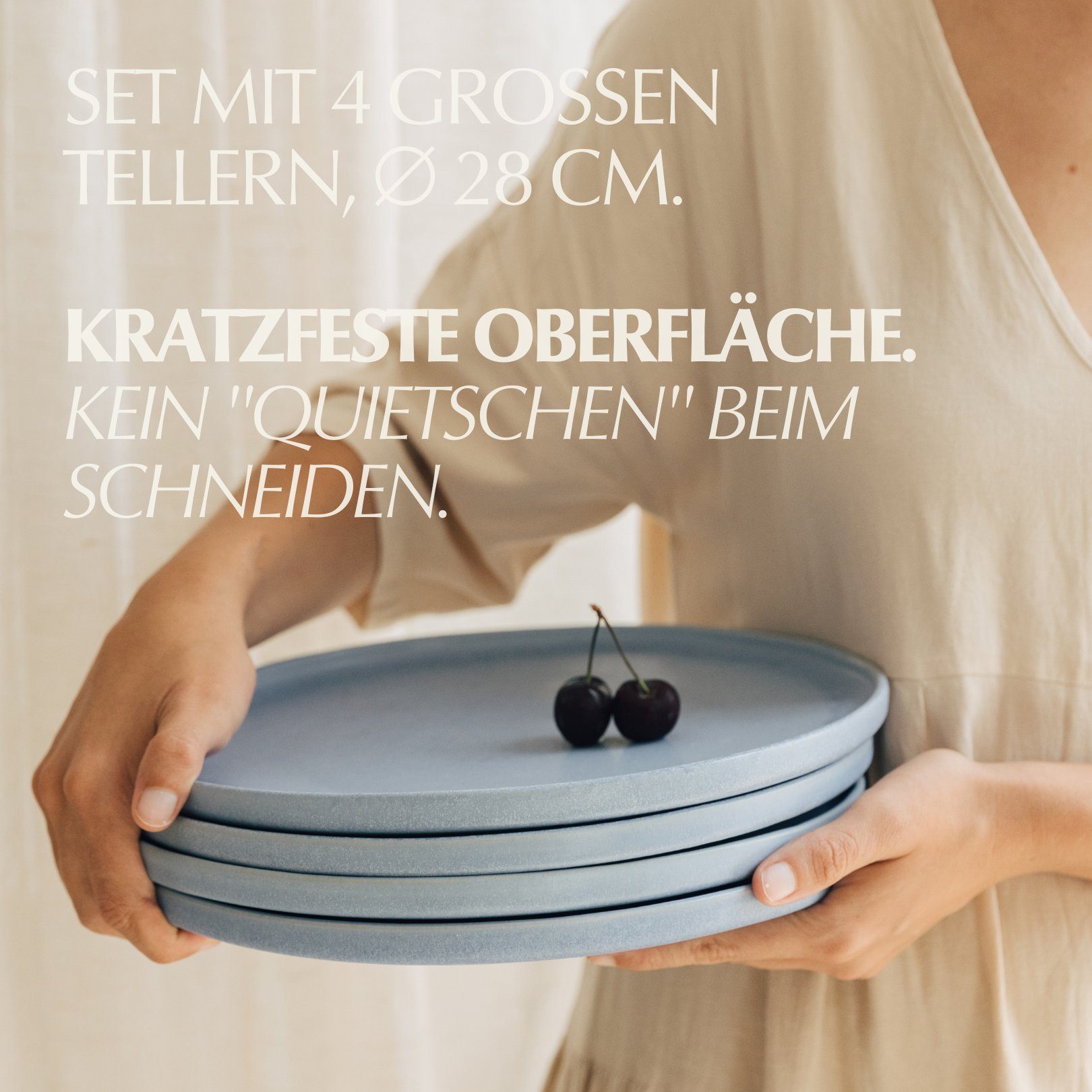 NAKOA Speiseteller NAKOA Keramik Speiseteller 4er Set, Große Teller, 28x2,5 cm