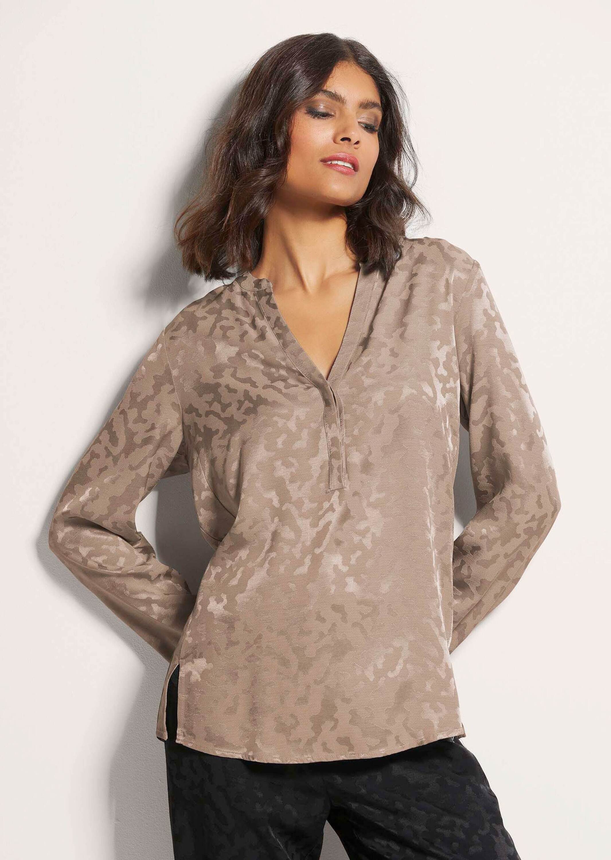 Langarmbluse Lange Jacquard-Bluse