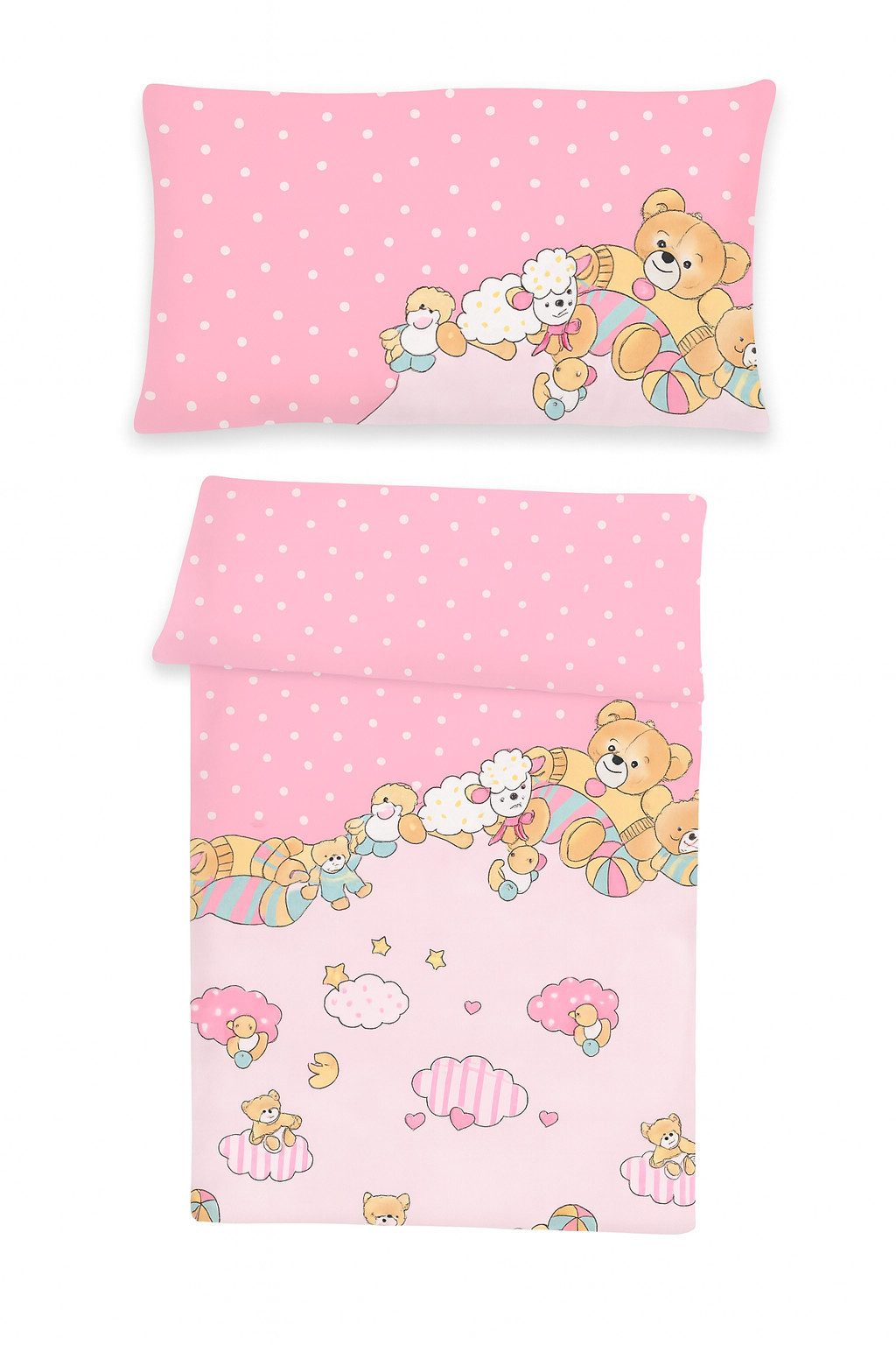 DOBNIG Babybettwäsche Dobnig Renforcé Kinderbettwäsche 2tlg. 100x135 cm Teddybär rosa, Renforcé, 2 teilig, Süße Kinderbettwäsche Teddybär-Design Rosa für Träume herbst winter
