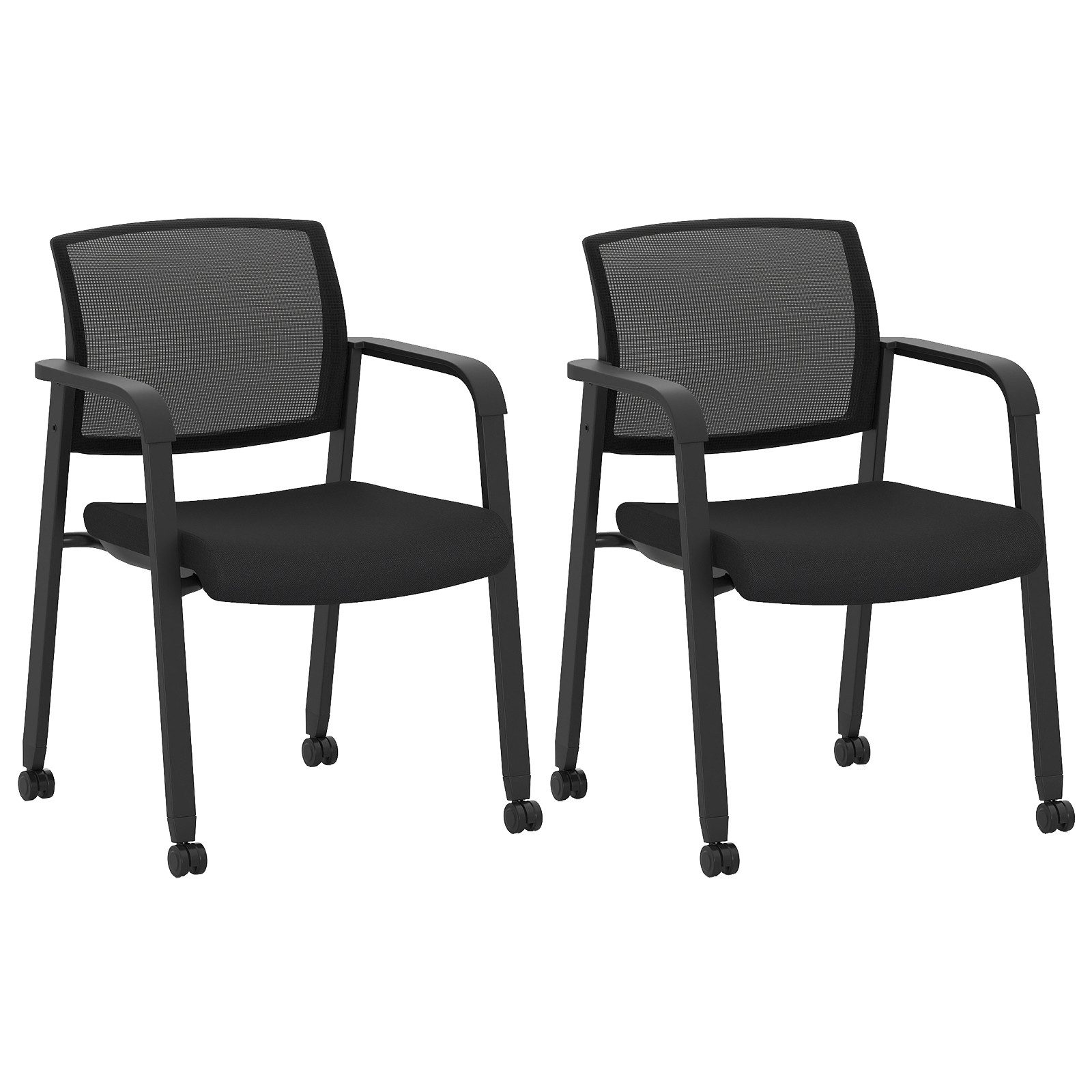 COSTWAY Bürostuhl mit ergonomischer Rückenlehne & gepolsterter Sitzfläche (2 St), Stapelbarer Besucherstuhl, für Büro & Konferenz