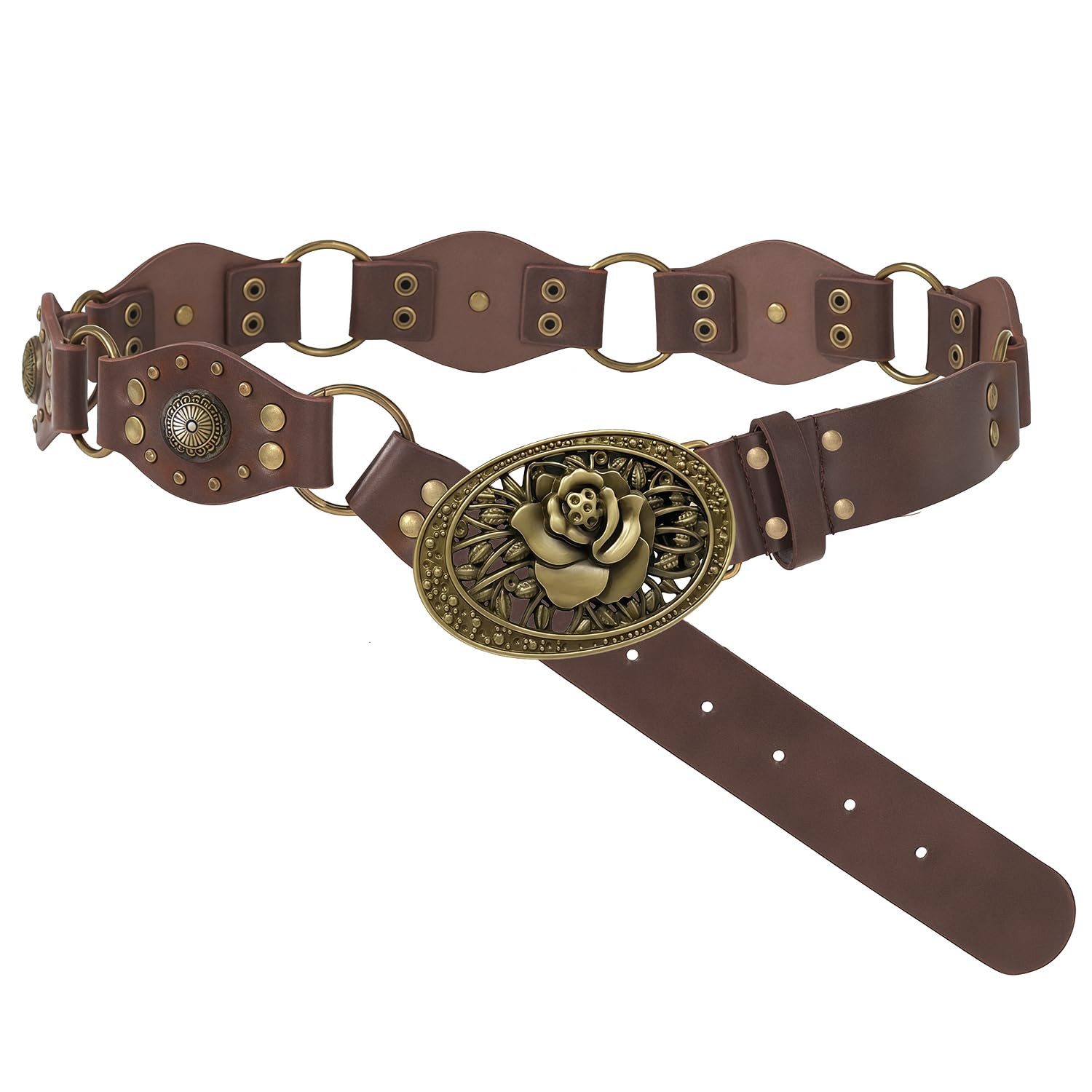 nsihing Taillengürtel Concho Gürtel für Damen Breiter Boho Westerngürtel Boho Taillengürtel für Kleider Röcke und Jeans