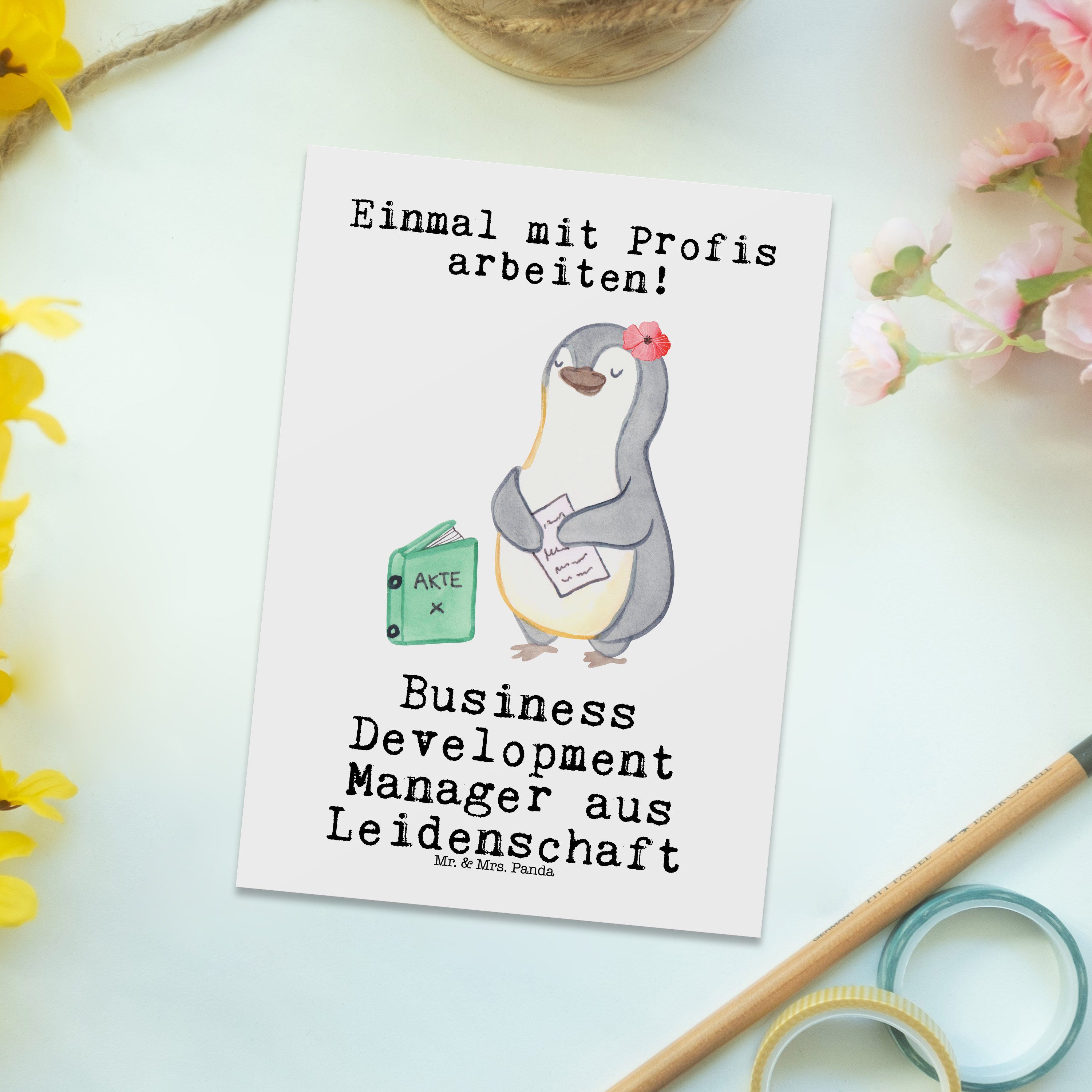 Mr. Postkarte Weiß Manager aus Business - Development - Koll Mrs. Leidenschaft Panda & Geschenk,
