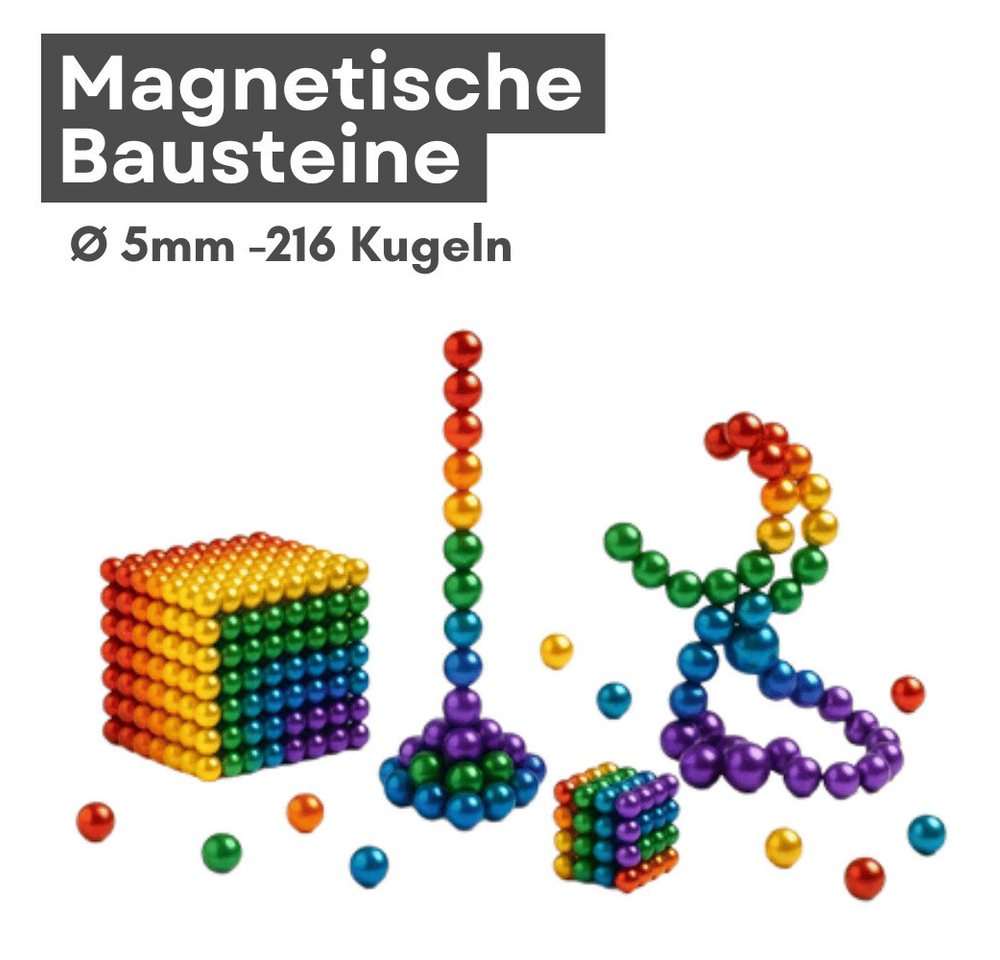 MaajeeKuto Magnetische Bausteine 216 Kugeln 5mm – Interaktives Desktop-Spielzeug Magnetspielbausteine, (1 St)
