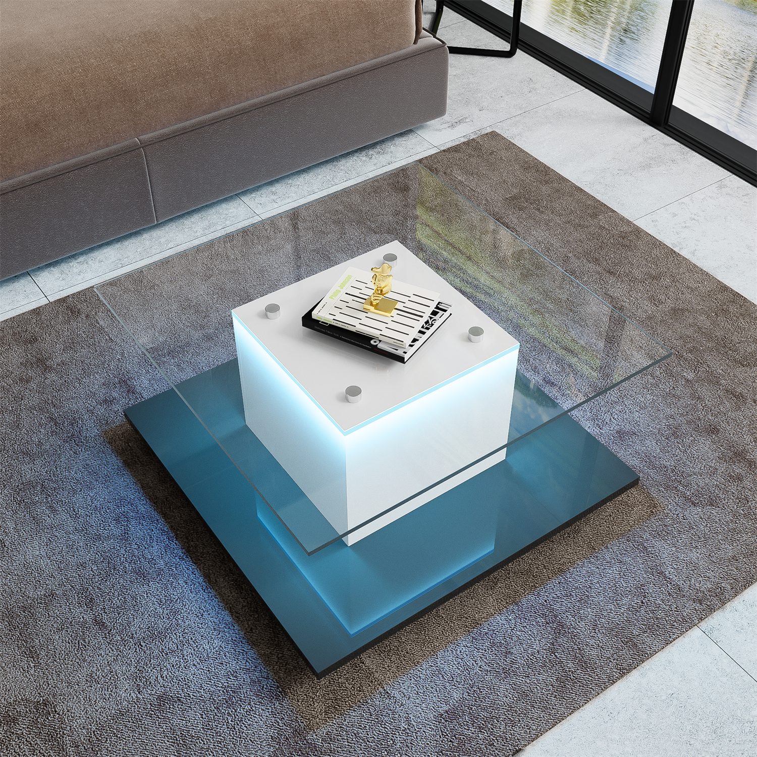 autolock Couchtisch Couchtisch, Couchtisch aus Hochglanzglas