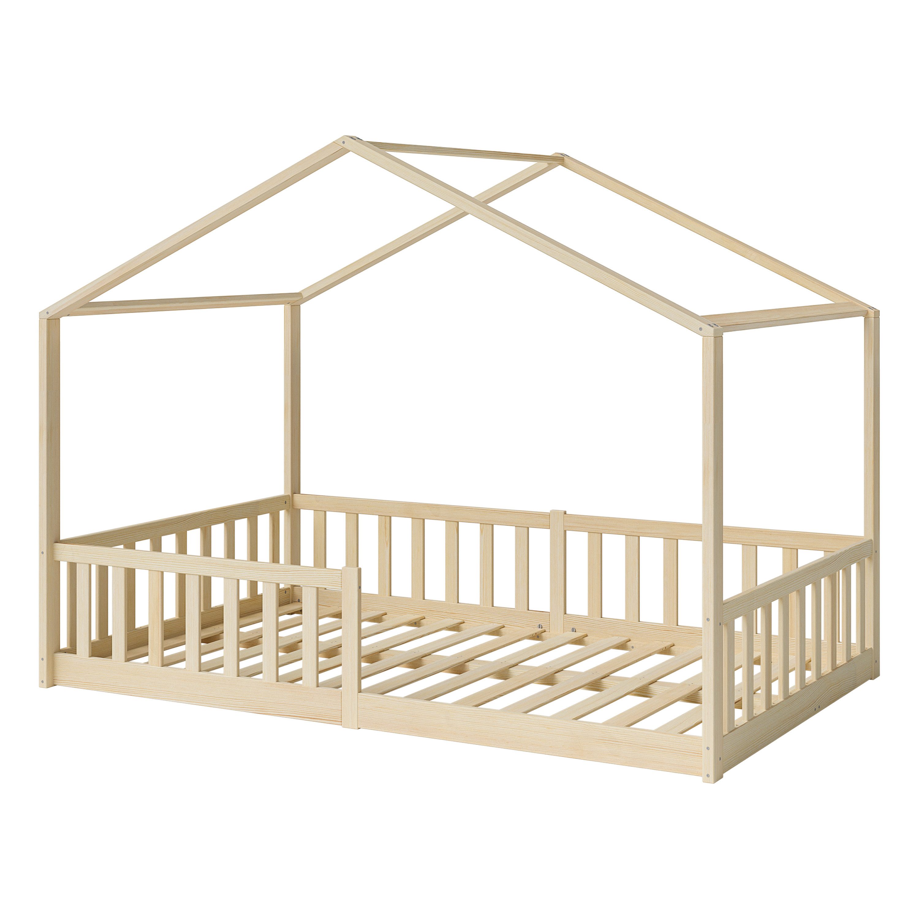 Bellabino Hausbett Bia mit Rausfallschutz und Lattenrost (natur, mit Matrat günstig online kaufen