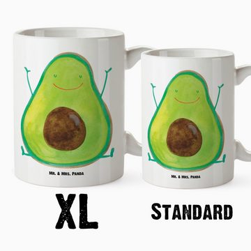Mr. & Mrs. Panda Tasse Avocado Glücklich - Weiß - Geschenk, Große Tasse, Jumbo Tasse, XL Tee, XL Tasse Keramik, Liebevolles Design