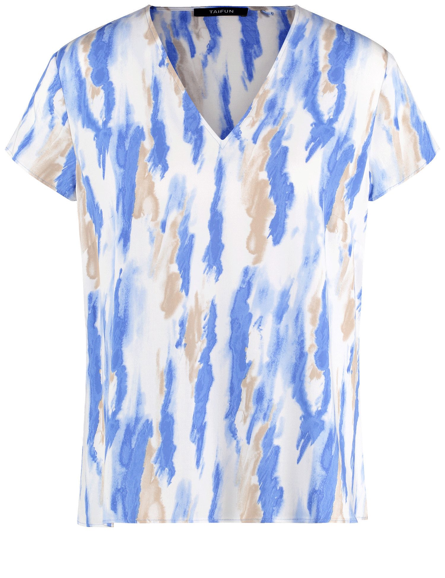 Taifun Kurzarmbluse Blusenshirt mit V-Ausschnitt