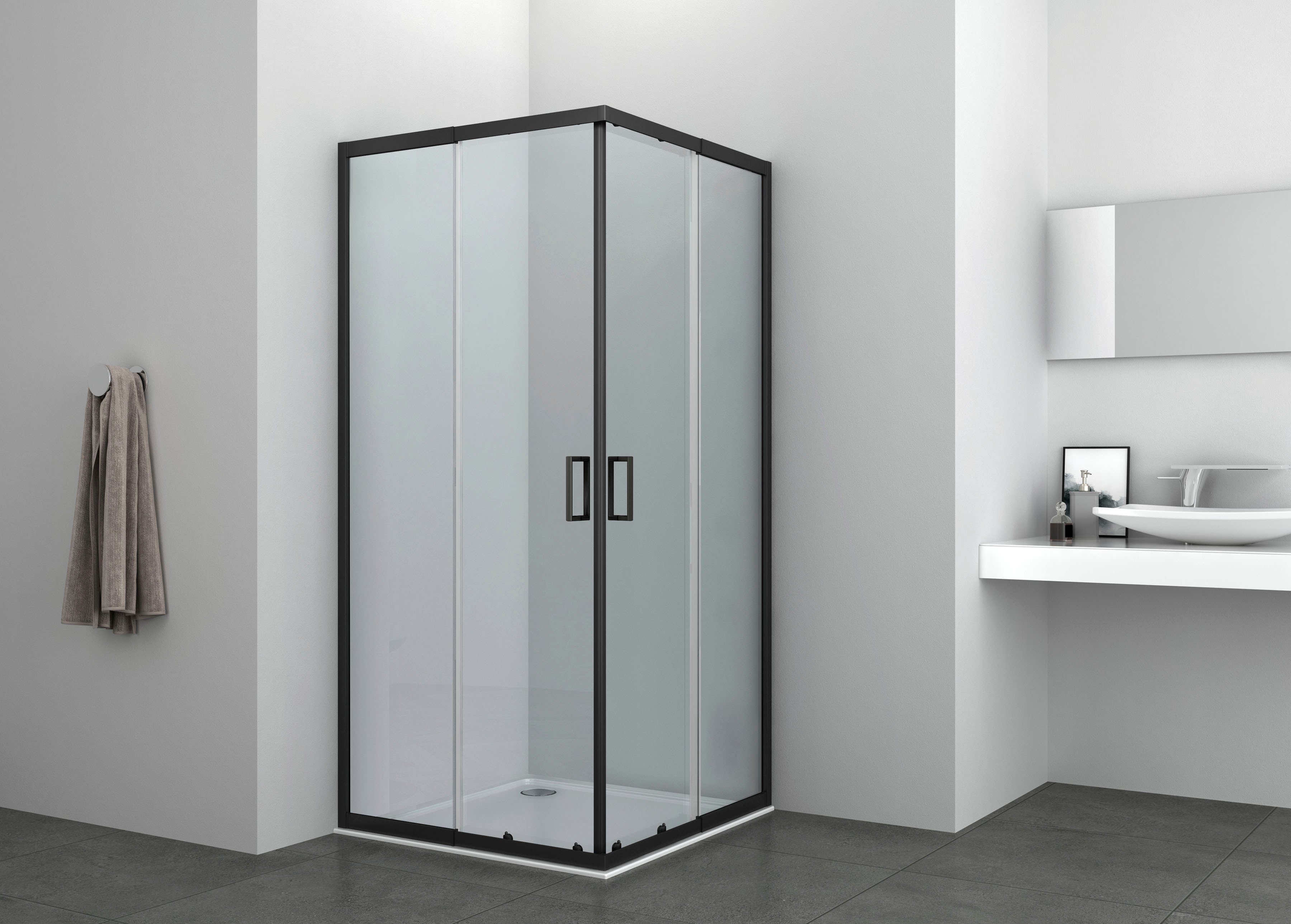 Sanotechnik Eckdusche S-Line, BxT: 78,5x78,5 cm, Sicherheitsglas, für Breiten von 78,5-90 cm, 190 cm Höhe