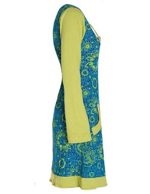 Vishes Jerseykleid Langarm Longshirt-Kleid Sweatkleid Shirt-Kleid Blumen Hippie, Elfen, Retro Style