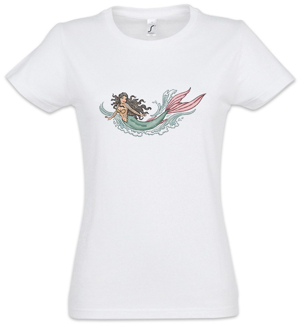 Print-Shirt Mermaid II Damen T-Shirt Sailor Segler Seemann Tattoo Meerjungfrau