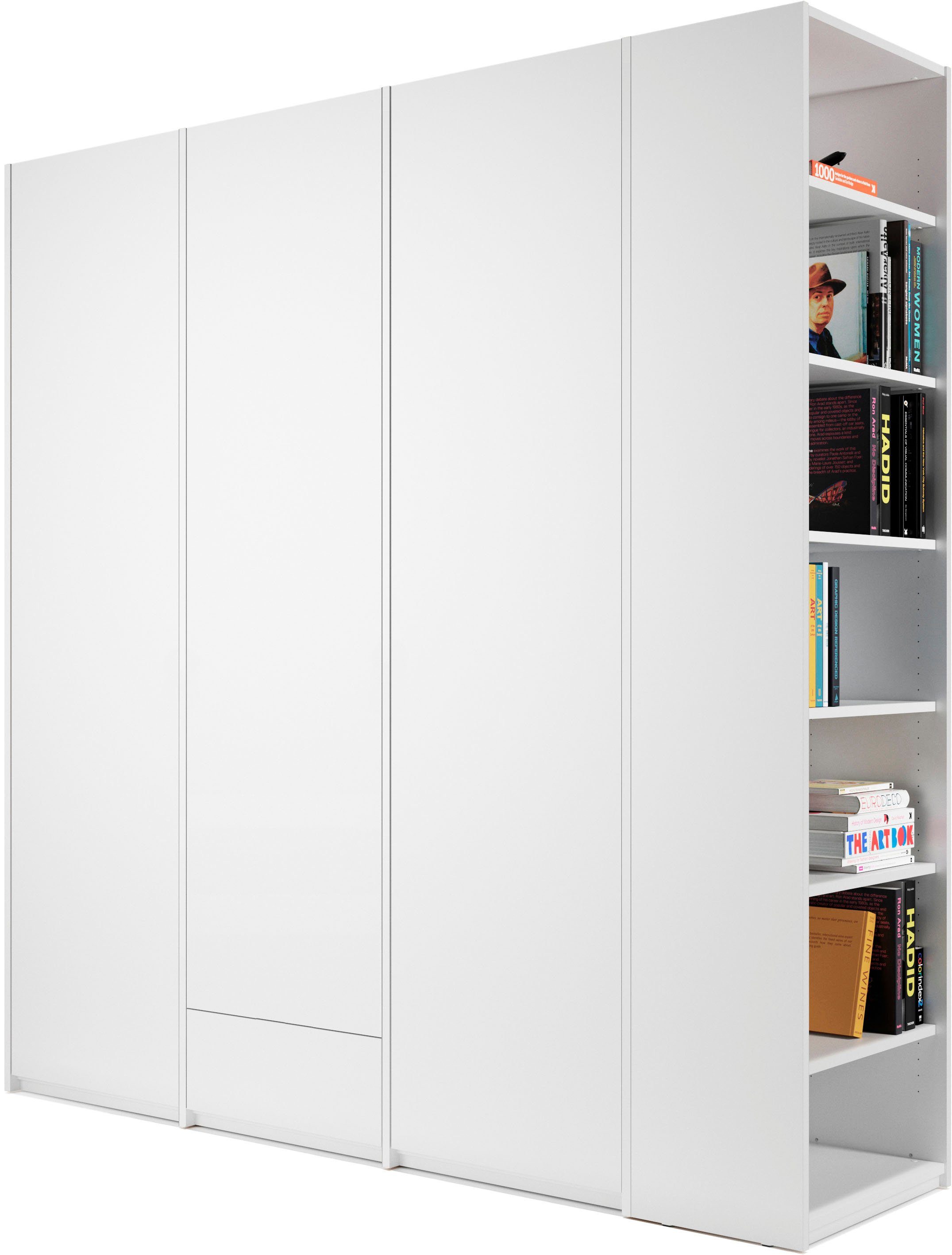 Schublade, | Variante Modular oder weiß Anbauregal rechts Kleiderschrank links montierbar geräumige Plus LIVING Müller weiß 3 SMALL