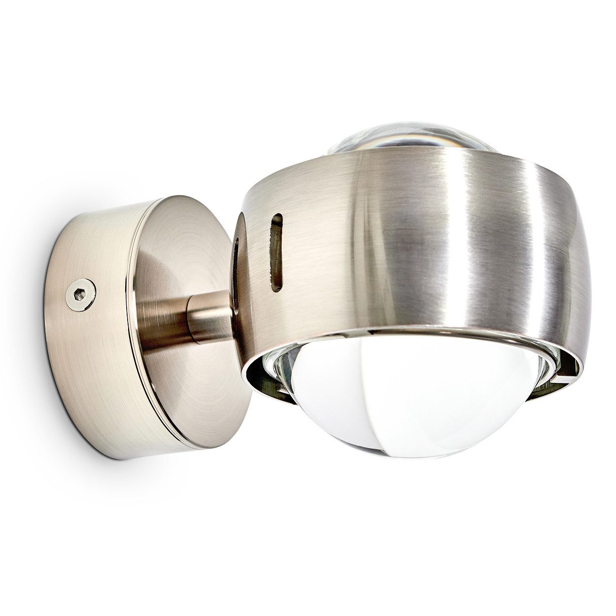 hofstein Wandleuchte »Osacca« Halbrunde Wandlampe für das Wohnzimmer, ohne Leuchtmittel, Metall-Lampe mit Glaslinsen in Nickel matt