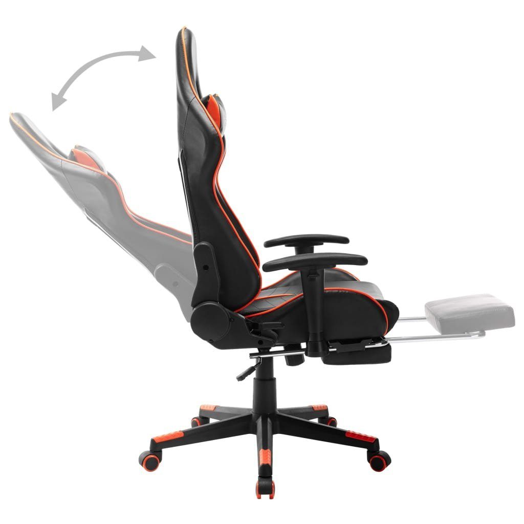 vidaXL mit Fußstütze Schwarz Orange Kunstleder Bürostuhl Gaming-Stuhl und