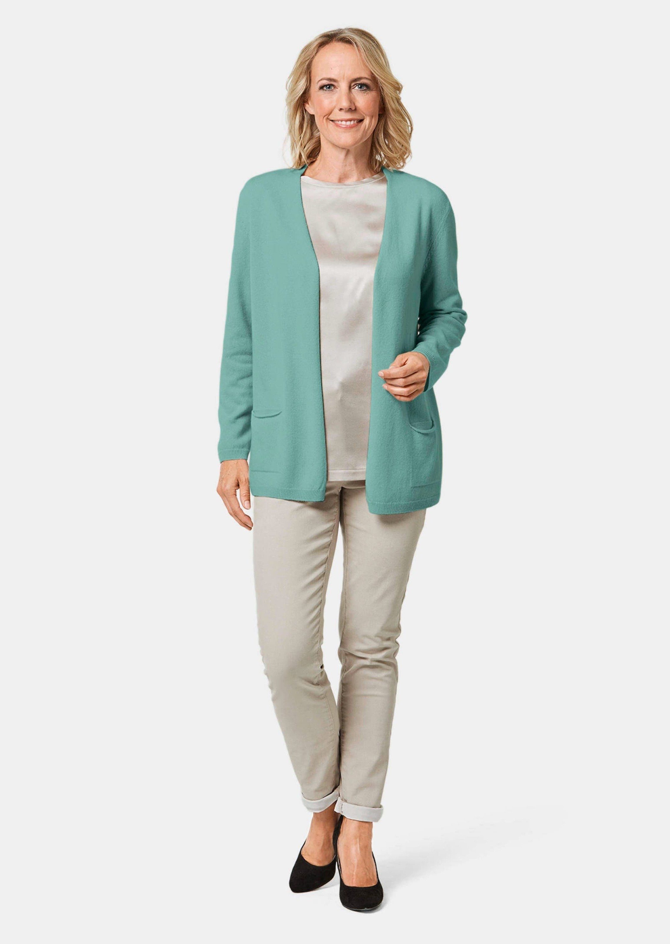 Kaschmir-Longstrickjacke GOLDNER aqua Strickjacke