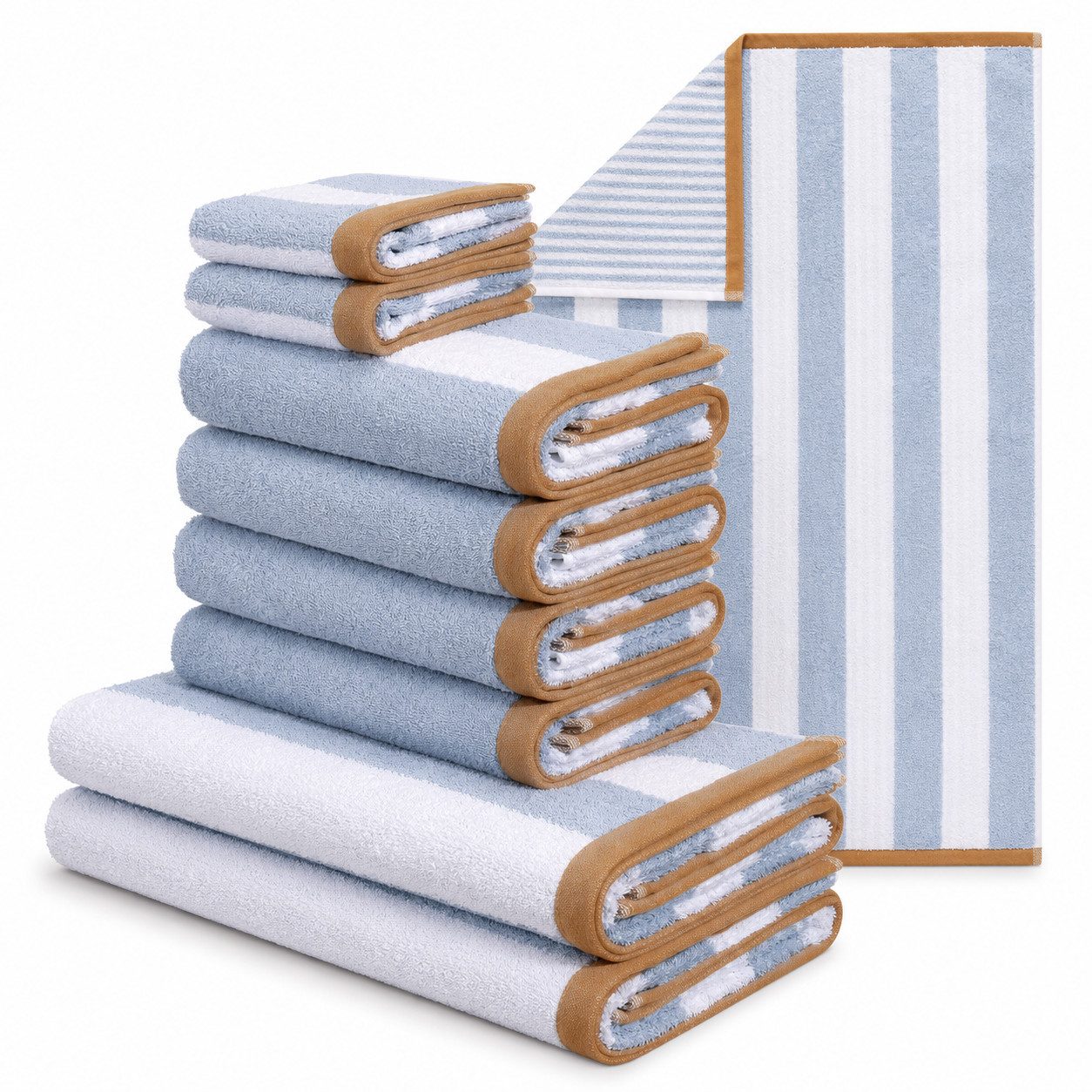 OTTO home Handtuch Set Elenna, Handtücher, 100% Baumwolle, 500 gr/m², 8-tlg., Frottier (Set, 8-St), Duschtücher, Handtücher, Gästehandtücher, modern, Streifen