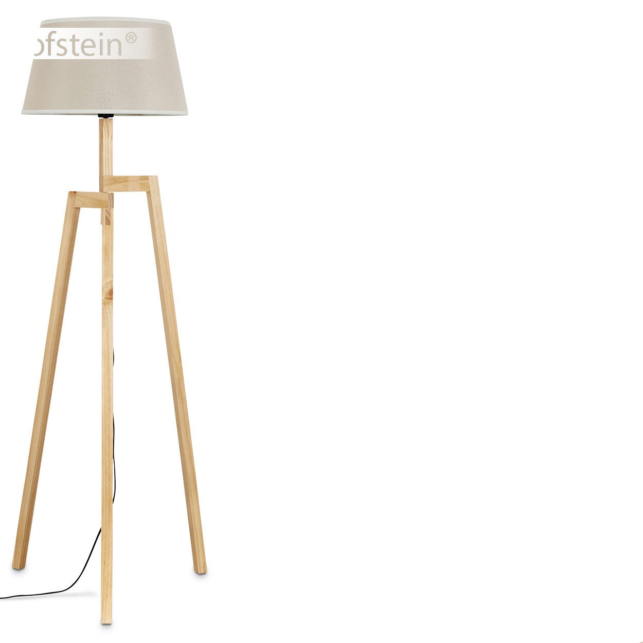Stehlampe Stehlampe aus Holz/Stoff in Naturfarben/Weiß/Beige