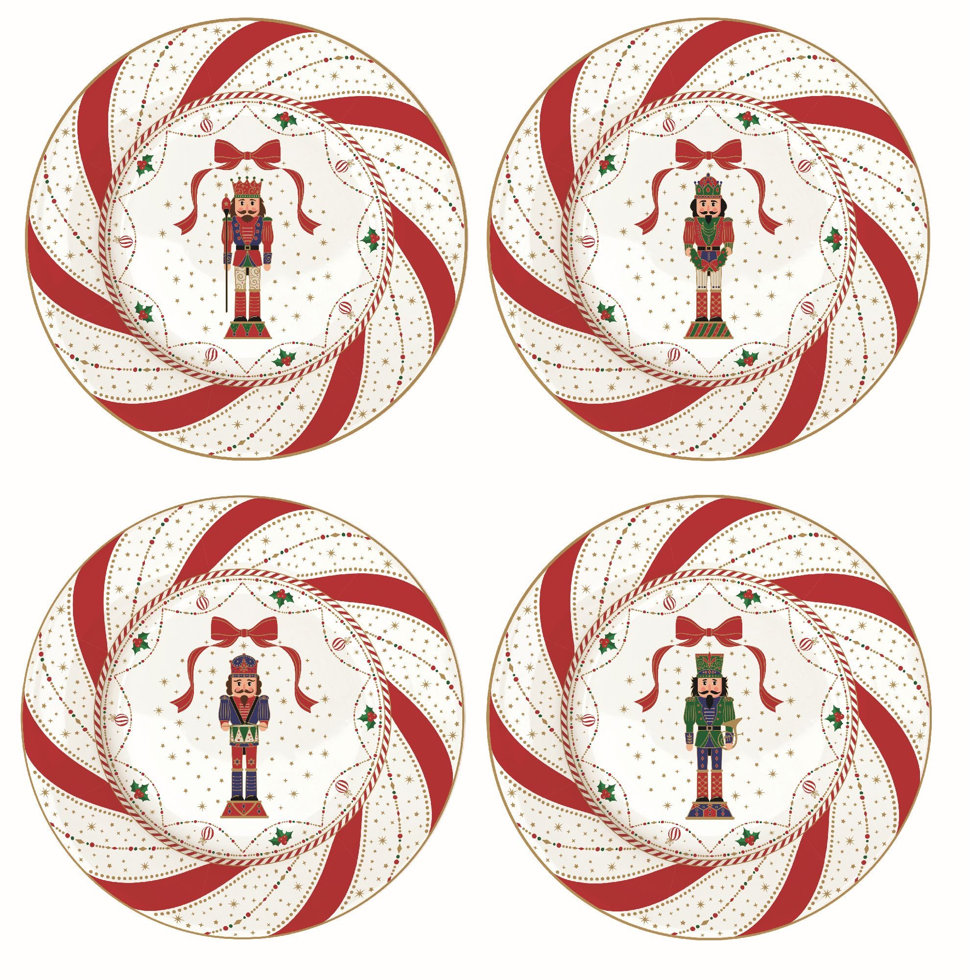 EasyLife Тарелка для торта Nutcracker Twist, Handwäsche Empfohlen, Weiß, Motiv: Nussknacker