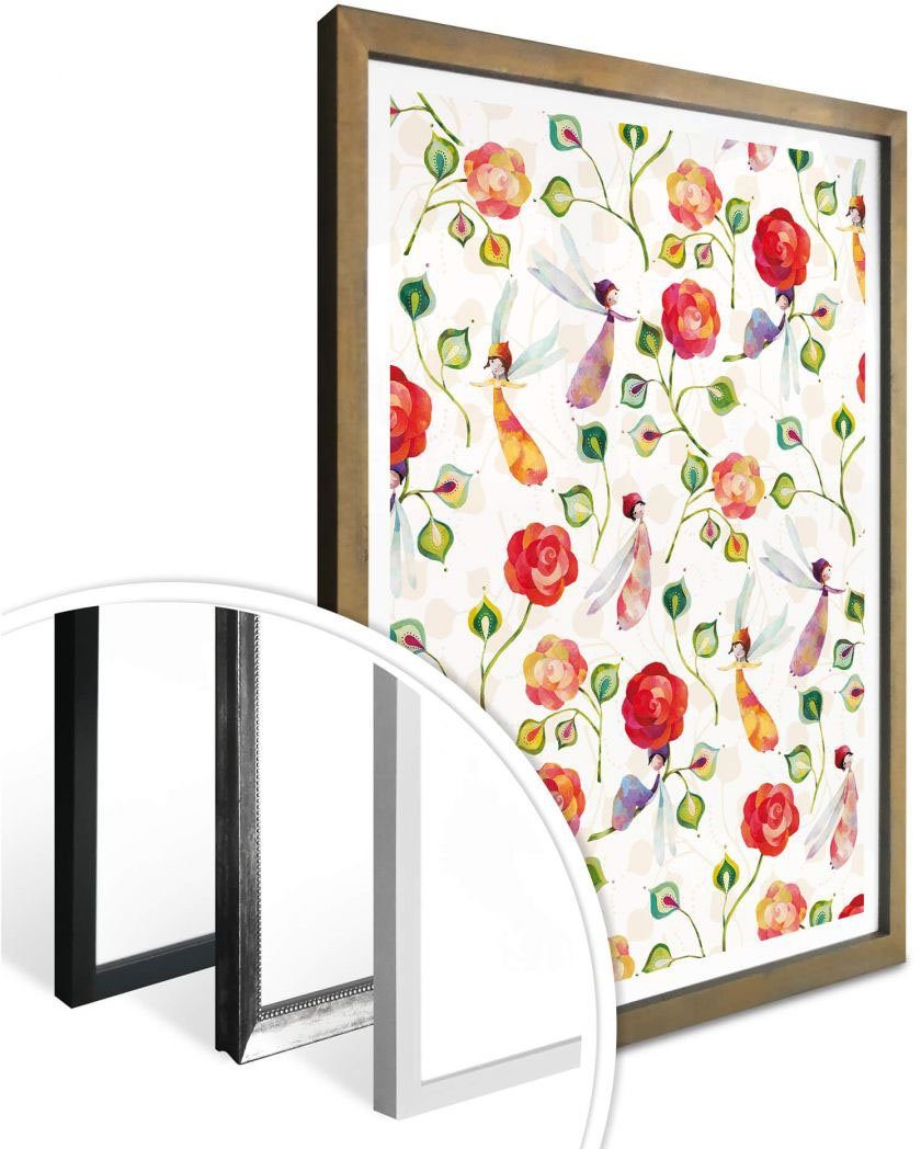 Wall-Art Poster Märchen Wandbilder Rosenzauber, (1 Pflanzen Poster, St), Wandposter Bild, Wandbild