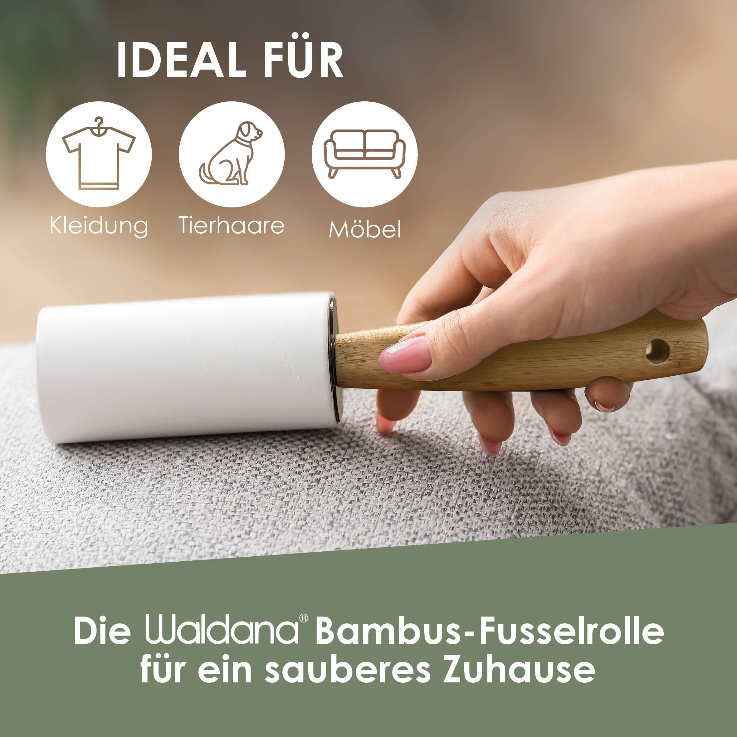 Waldana Fusselroller Set - 6 Rollen je 90 Blatt - 540 Blatt - Fussel Tierhaar Entferner